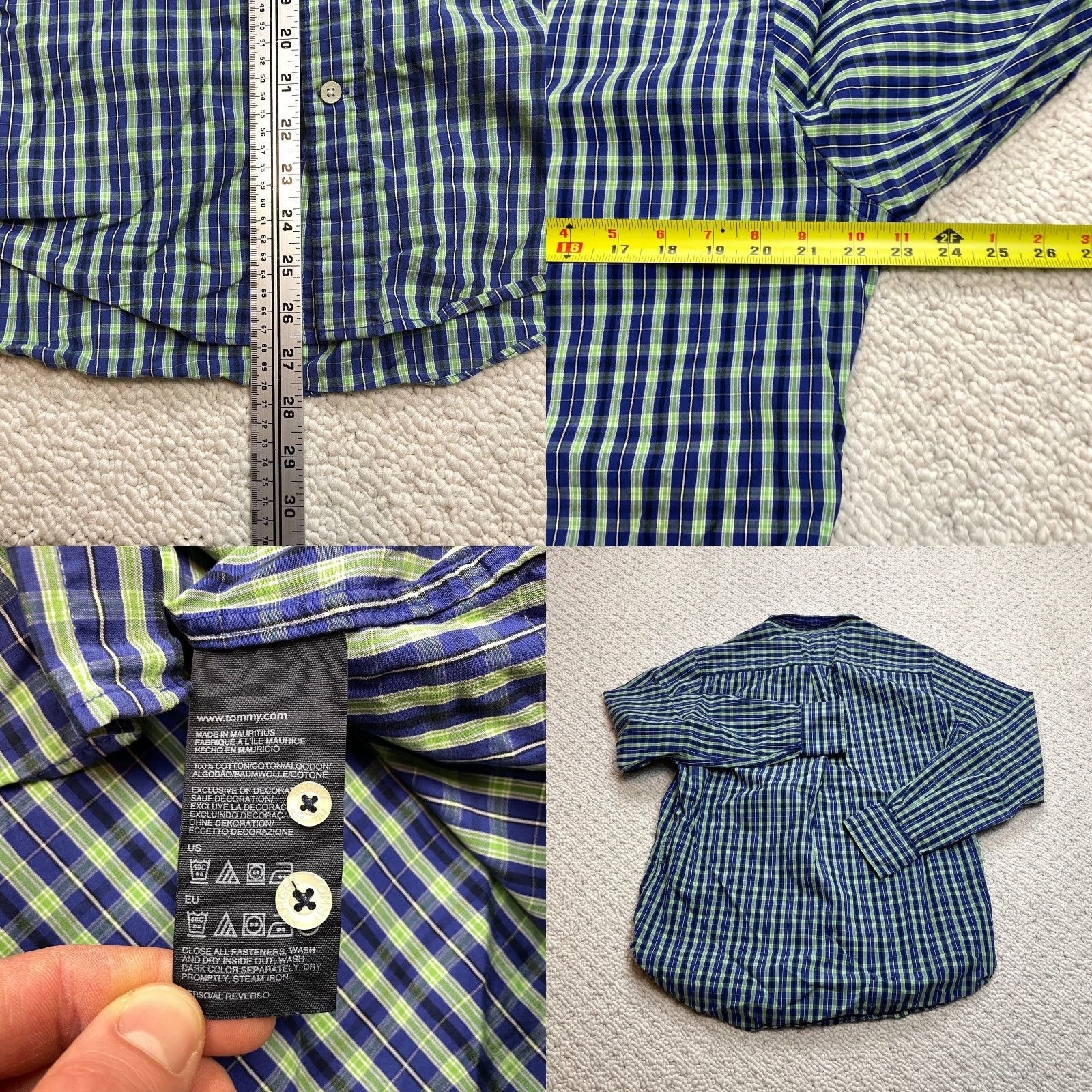 Tommy Hilfiger Tommy Hilfiger Button Down Shirt Mens Large Blue Plaid Slim Fit Long Sleeve Top Size US L / EU 52-54 / 3 - 8 Thumbnail