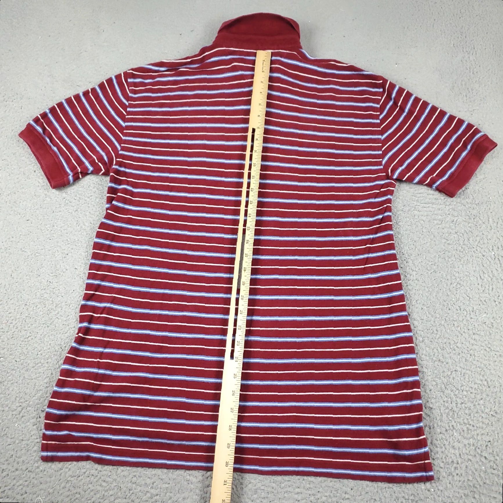 Tommy Hilfiger VINTAGE Tommy Hilfiger Polo Shirt Mens Large Red Blue Striped Polo Shirt Adult Large Red/Blue Striped Logo Button-Front Casual Sports Mens Size US L / EU 52-54 / 3 - 3 Thumbnail
