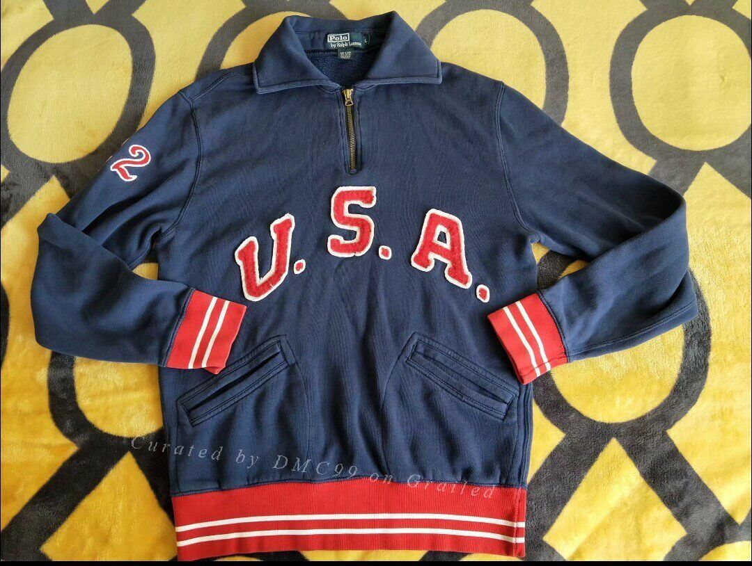 RRL Ralph Lauren Ralph Lauren Vintage Blue Half-Zip Hoodie Size US L / EU 52-54 / 3 - 1 Thumbnail