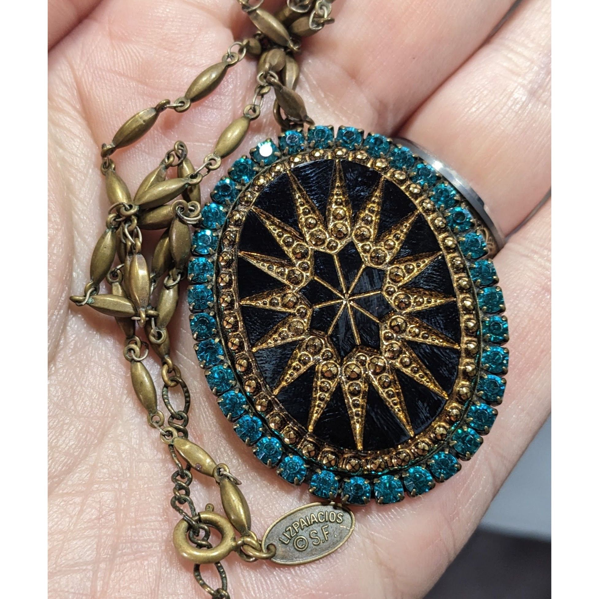 Other Vintage Liz Palacios Victorian Revival Black Gold And Blue S Size ONE SIZE - 3 Thumbnail