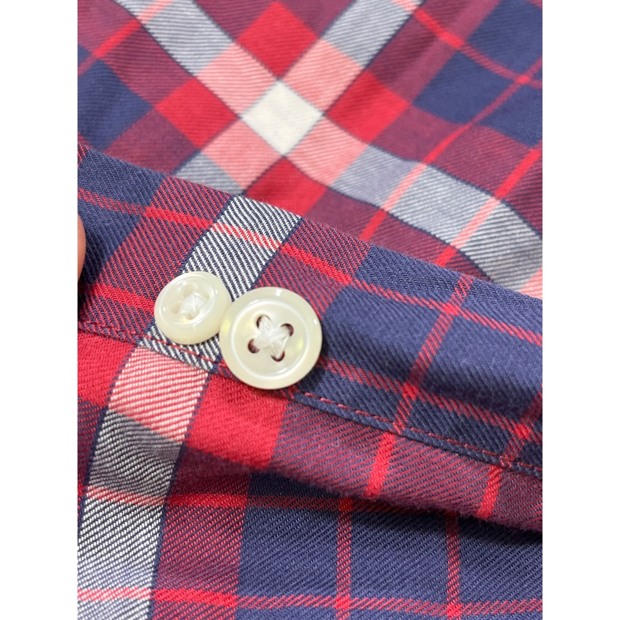 L.L. Bean L.L.Bean SKU 7658 Mens Red and Blue Plaid Long Sleeve Button Size US L / EU 52-54 / 3 - 10 Thumbnail
