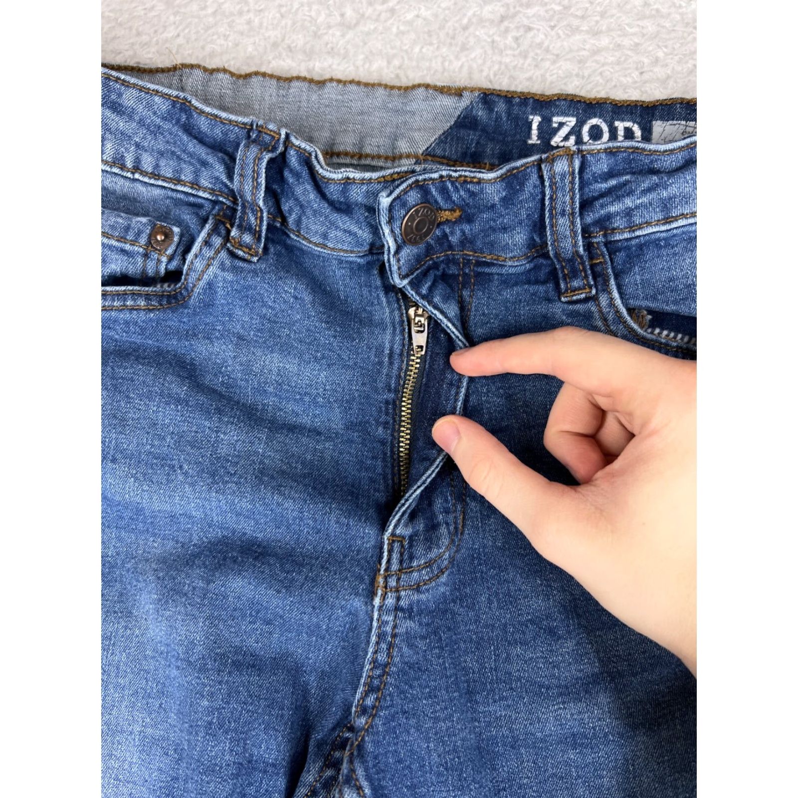Izod IZOD Women Jeans Blue Denim 10 Pants Slim Straight Fit Mid Rise 28in Inseam 5-Pocket Stretch Size 32" / US 10 / IT 46 - 4 Thumbnail