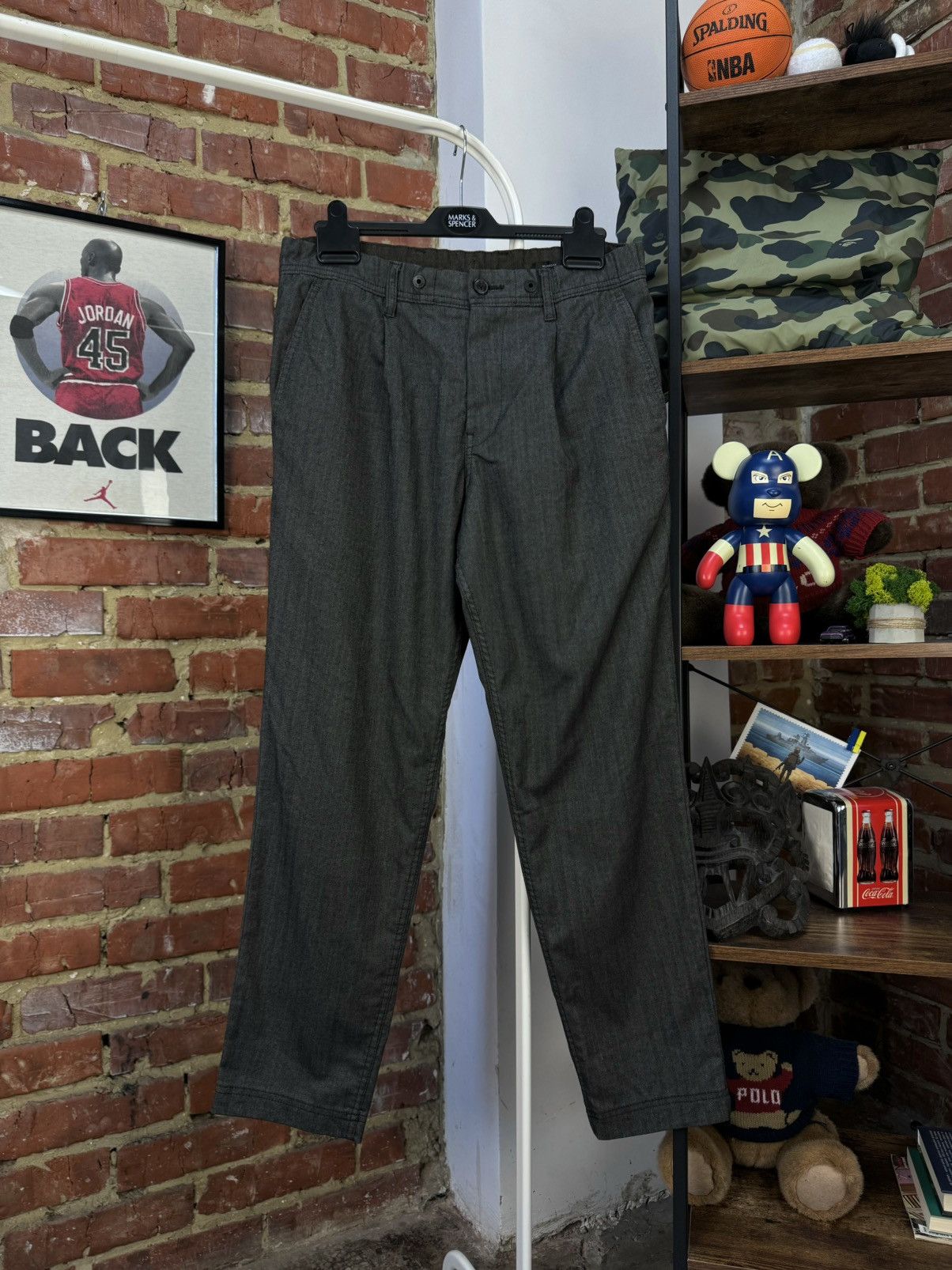 Hugo Boss HUGO BOSS Dark Grey Striped Lightweight Casual Cropped Pants Size US 31 - 6 Thumbnail