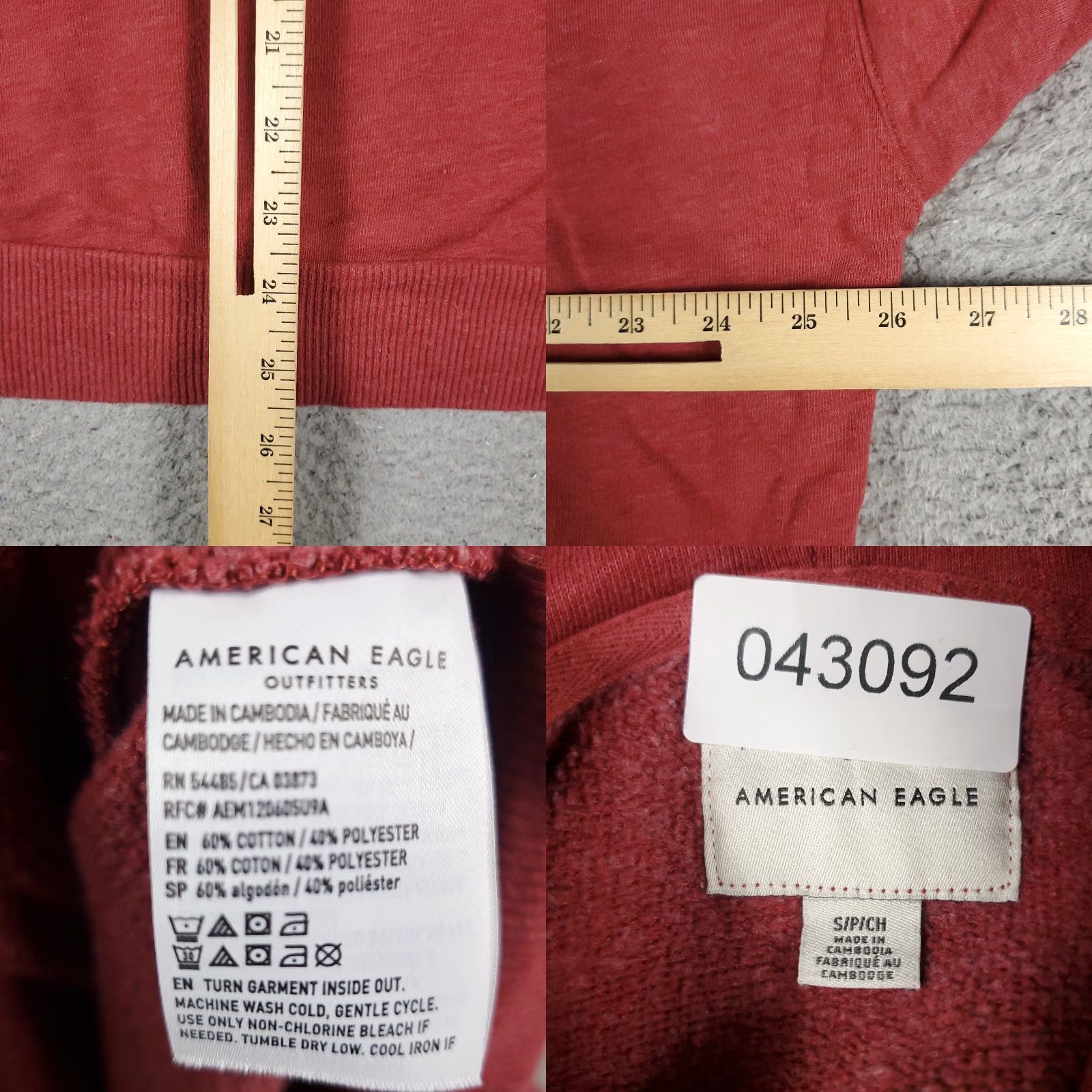 American Eagle Outfitters American Eagle Hoodie Mens Small Red Full Zip Sweatshirt Classic Outdoor Size US S / EU 44-46 / 1 - 8 Thumbnail