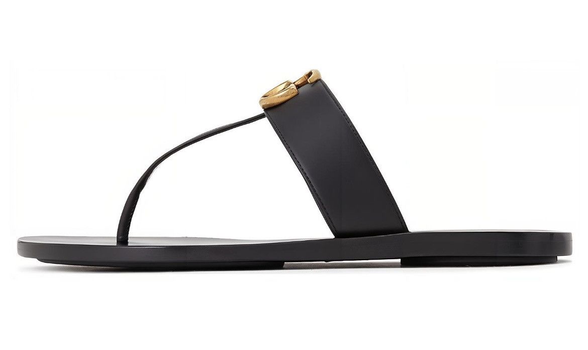 Gucci Gucci Women’s Thong Leather Sandal with Double G Lifford Size US 5 / IT 35 - 3 Thumbnail