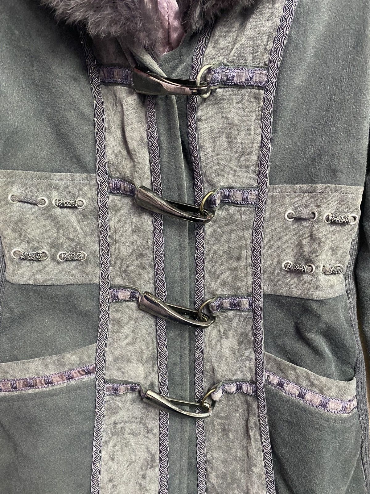 14th Addiction Ozz Angelo Fur and Metal Decoration Punk Jacket racoon Size ONE SIZE - 2 Thumbnail