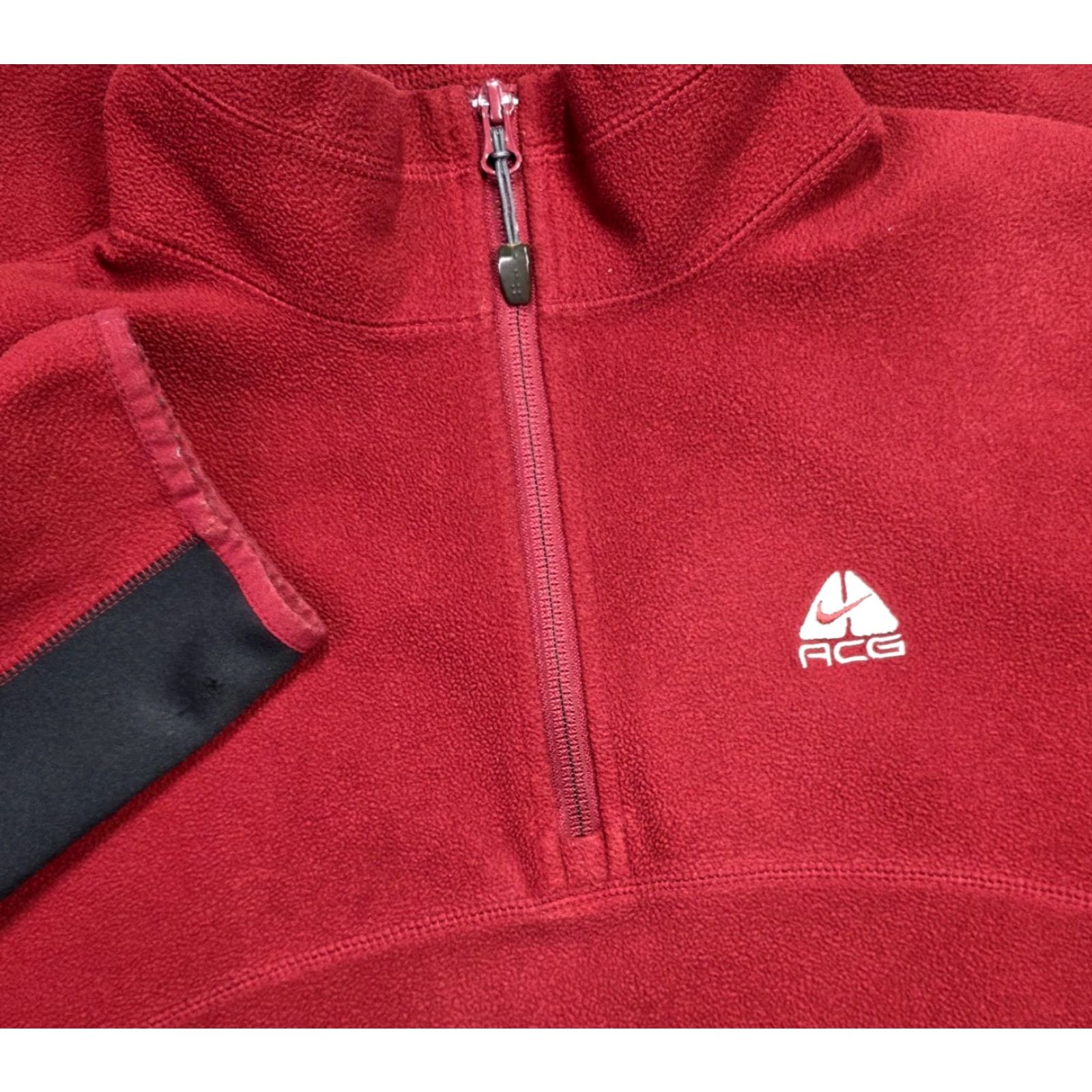Nike ACG Nike ACG Pullover 1/4 Zip Mens L Maroon Black Gorpcore Pullover Sweatshirt Size US L / EU 52-54 / 3 - 3 Thumbnail