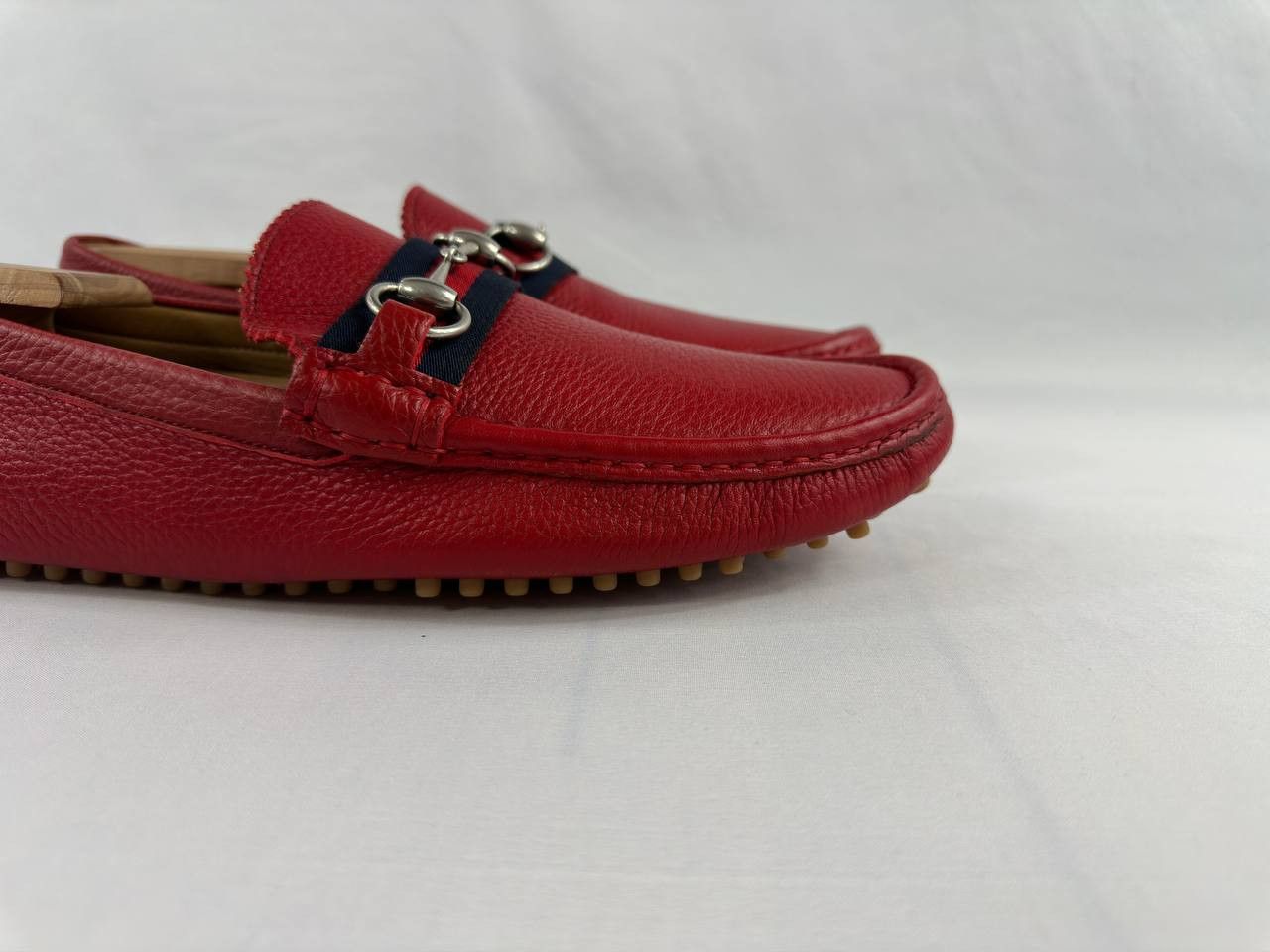 Gucci Gucci Red Leather Web Detail Horsebit Loafers Size US 10 / EU 43 - 3 Thumbnail