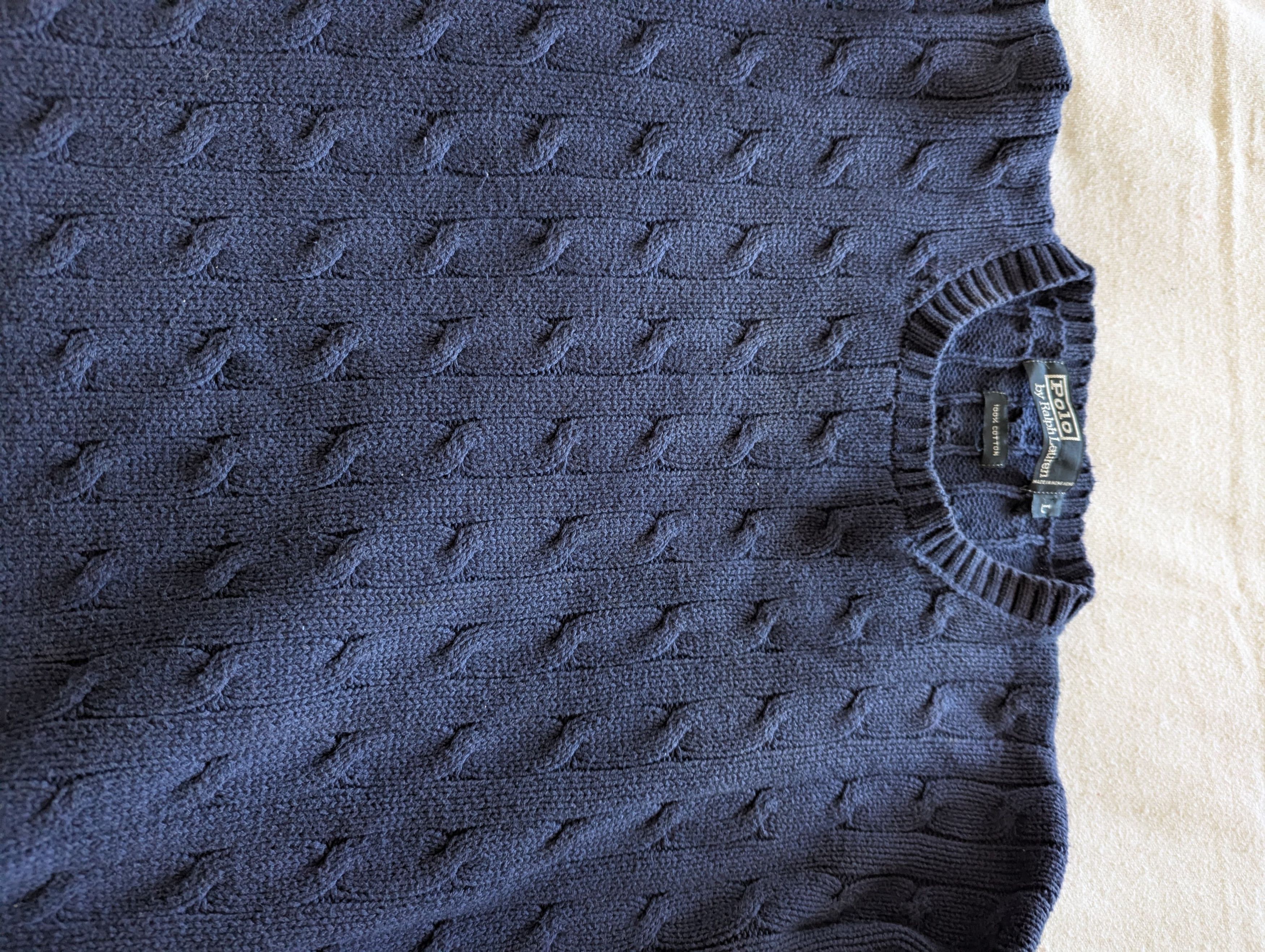 Polo Ralph Lauren Vintage Cotton Cable Knitted Sweater Size US L / EU 52-54 / 3 - 2 Thumbnail