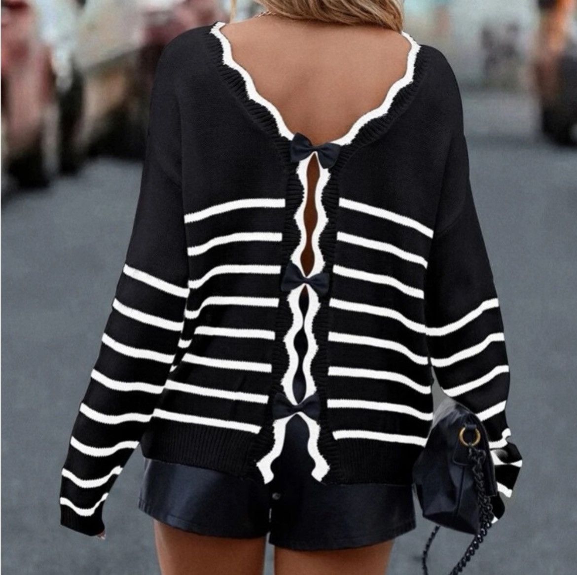 Designer × Other NWT, Lavishly Paris Scallop Trim Bowknot Back Sweater Size M / US 6-8 / IT 42-44 - 10 Thumbnail