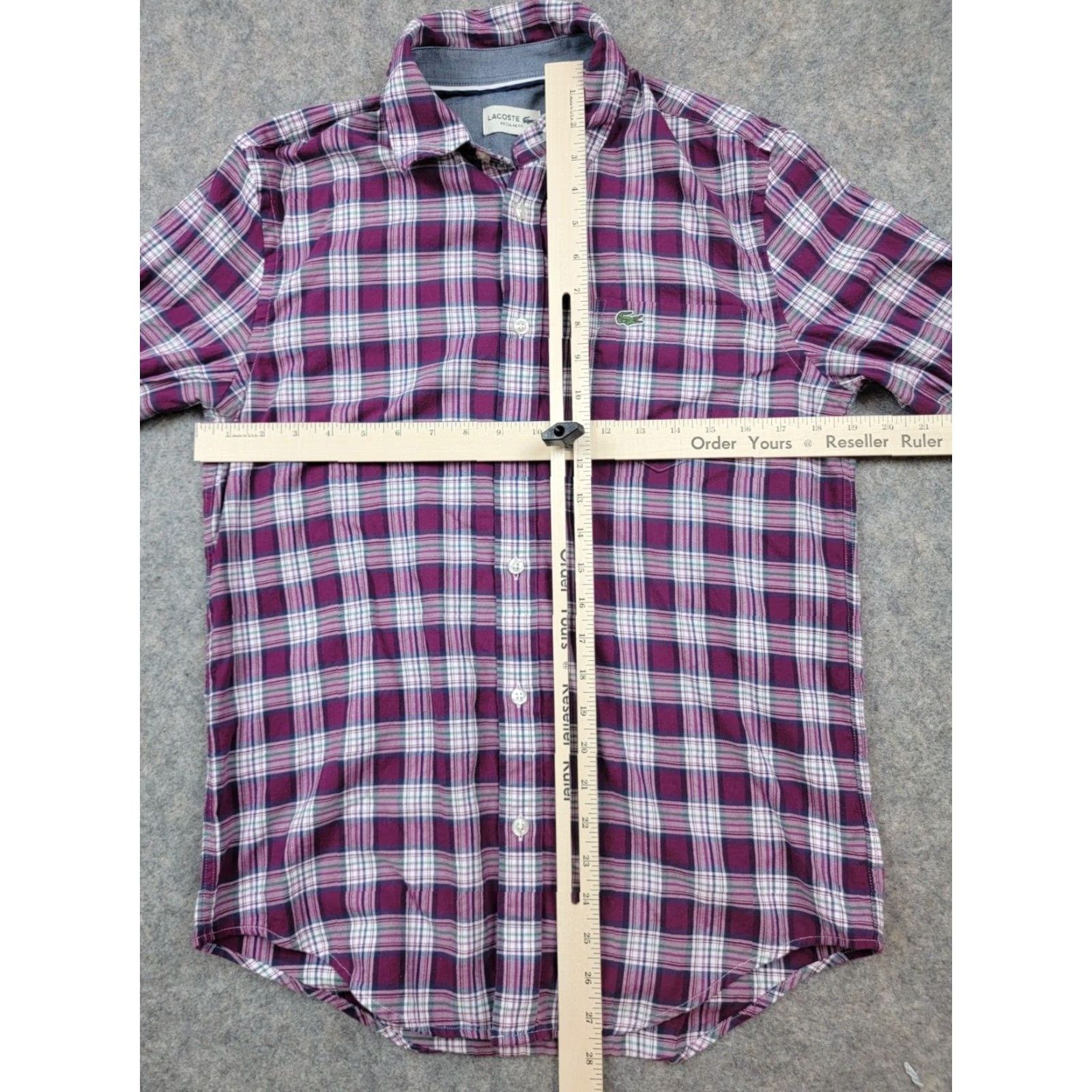 Lacoste Lacoste Button-Up Shirt Mens Small Regular Fit Long Sleeve Purple Green Plaid Shirt Size US S / EU 44-46 / 1 - 7 Thumbnail