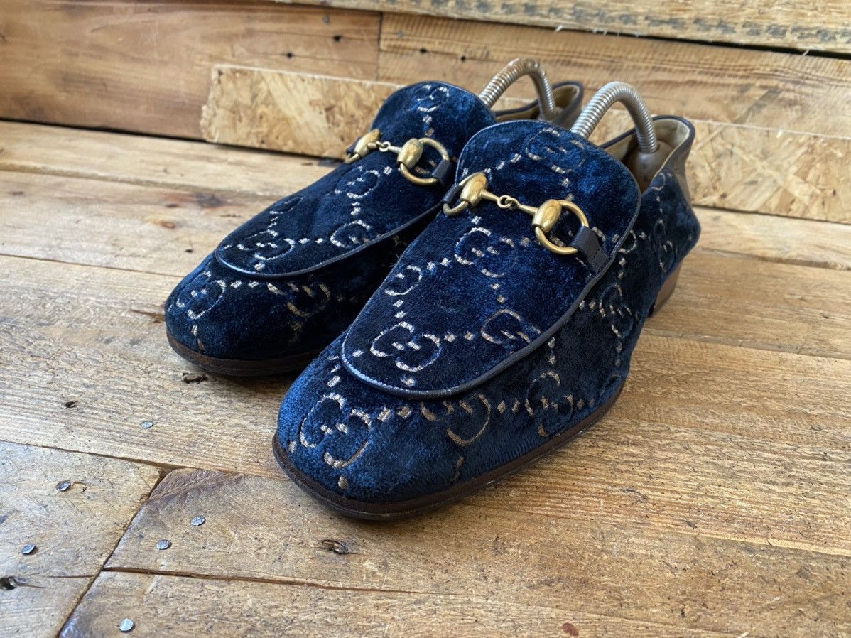 Designer × Gucci Gucci horsebit monogram velvet GG LOGO slip on loafers Uk6 Size US 7 / EU 40 - 5 Thumbnail
