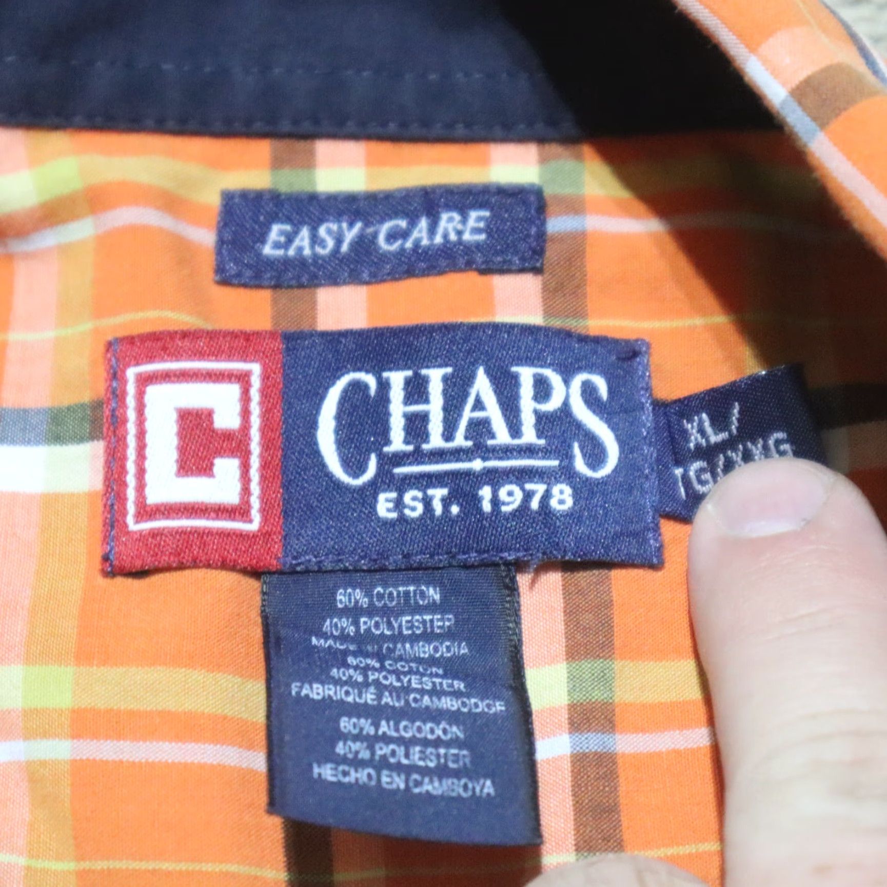 Chaps Chaps Orange Long Sleeve Button-Up Shirt XL Casual Outdoor 80s 90s Mens Size US XL / EU 56 / 4 - 3 Thumbnail