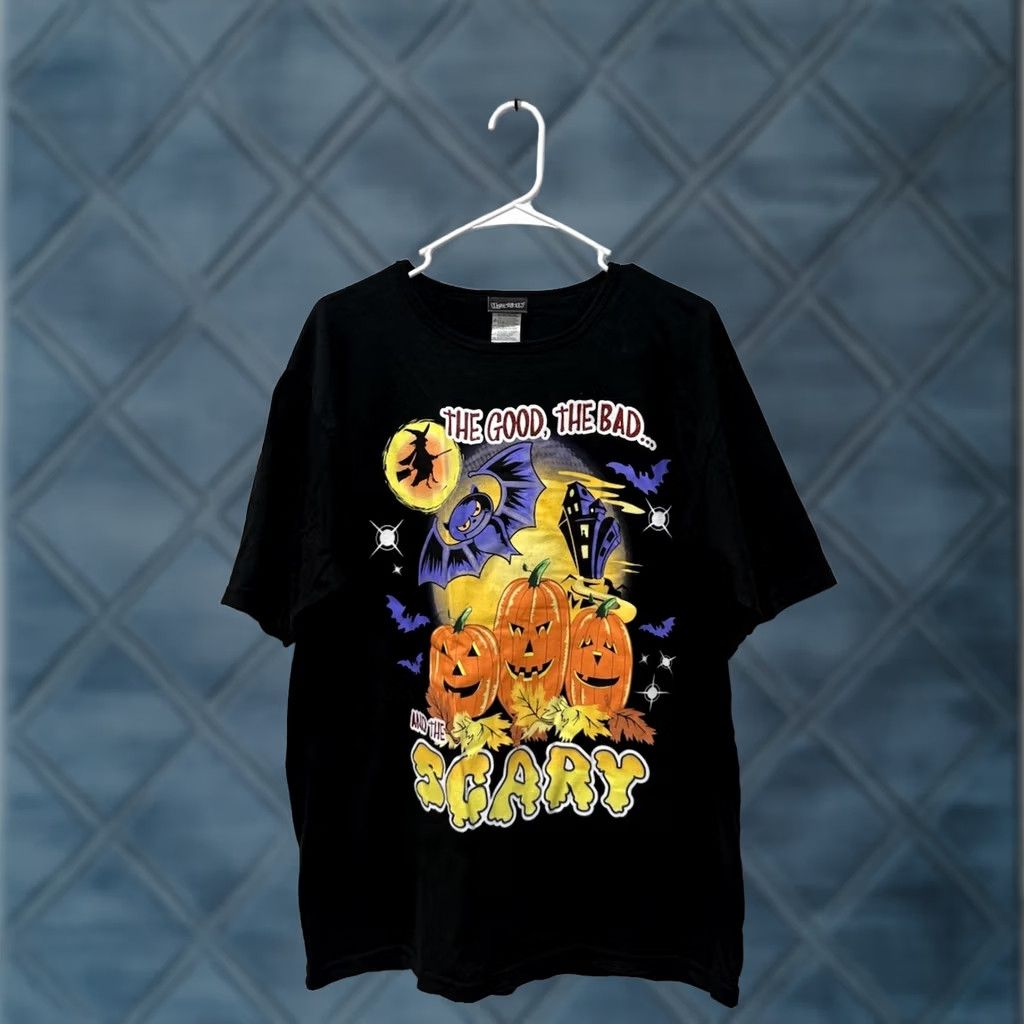 Vintage VINTAGE Halloween the good the bad and the scary black XL T-shirt Witch Bats Size US XL / EU 56 / 4 - 1 Thumbnail