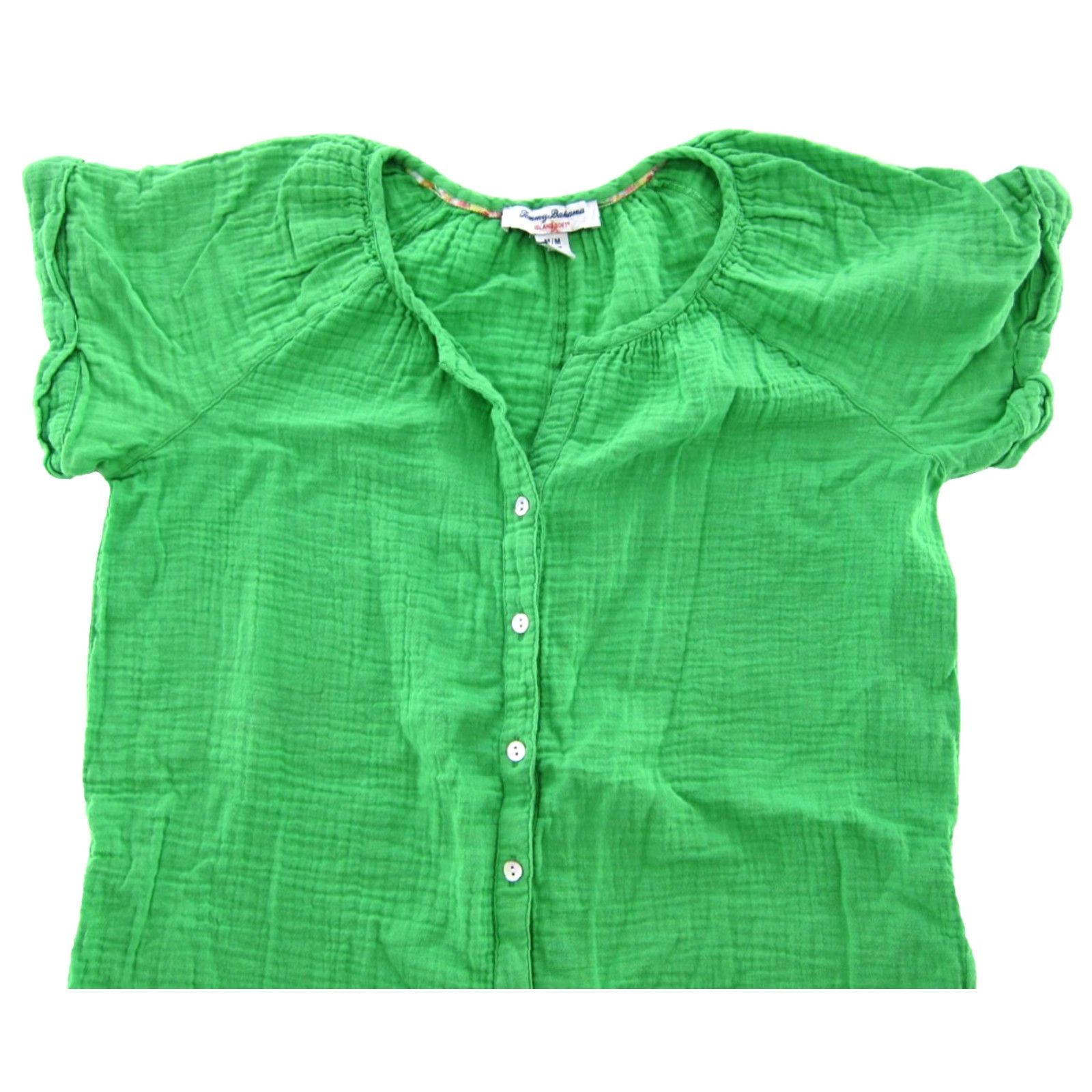 Tommy Bahama Tommy Bahama Green Cotton Gauze Short Sleeve Pocket Shorts Romper Jumpsuit M Size 32" / US 10 / IT 46 - 4 Thumbnail