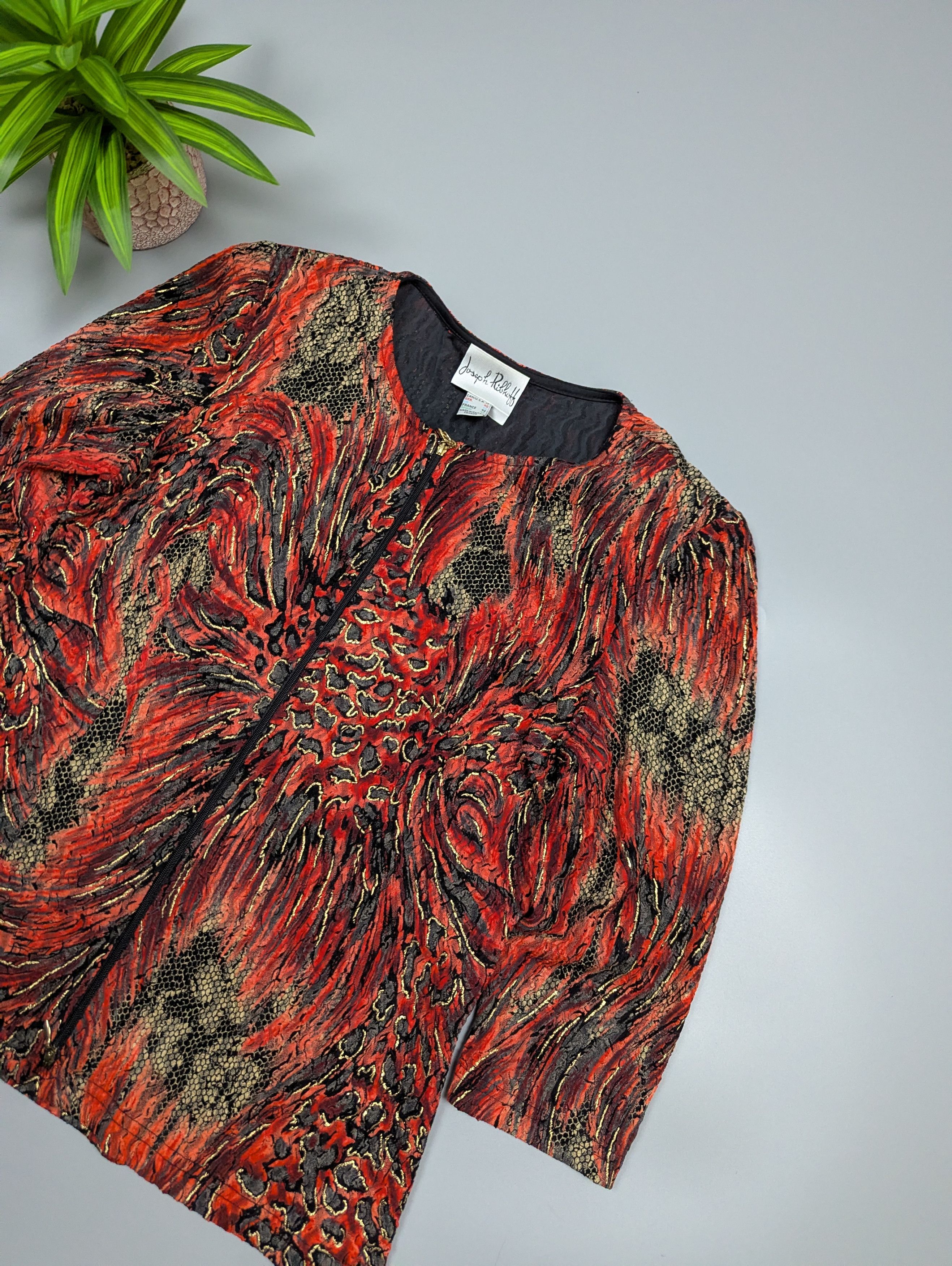 Joseph Ribkoff Vintage Joseph Ribkoff Zip Top Jacket Red Black Gold Size XL / US 12-14 / IT 48-50 - 3 Thumbnail