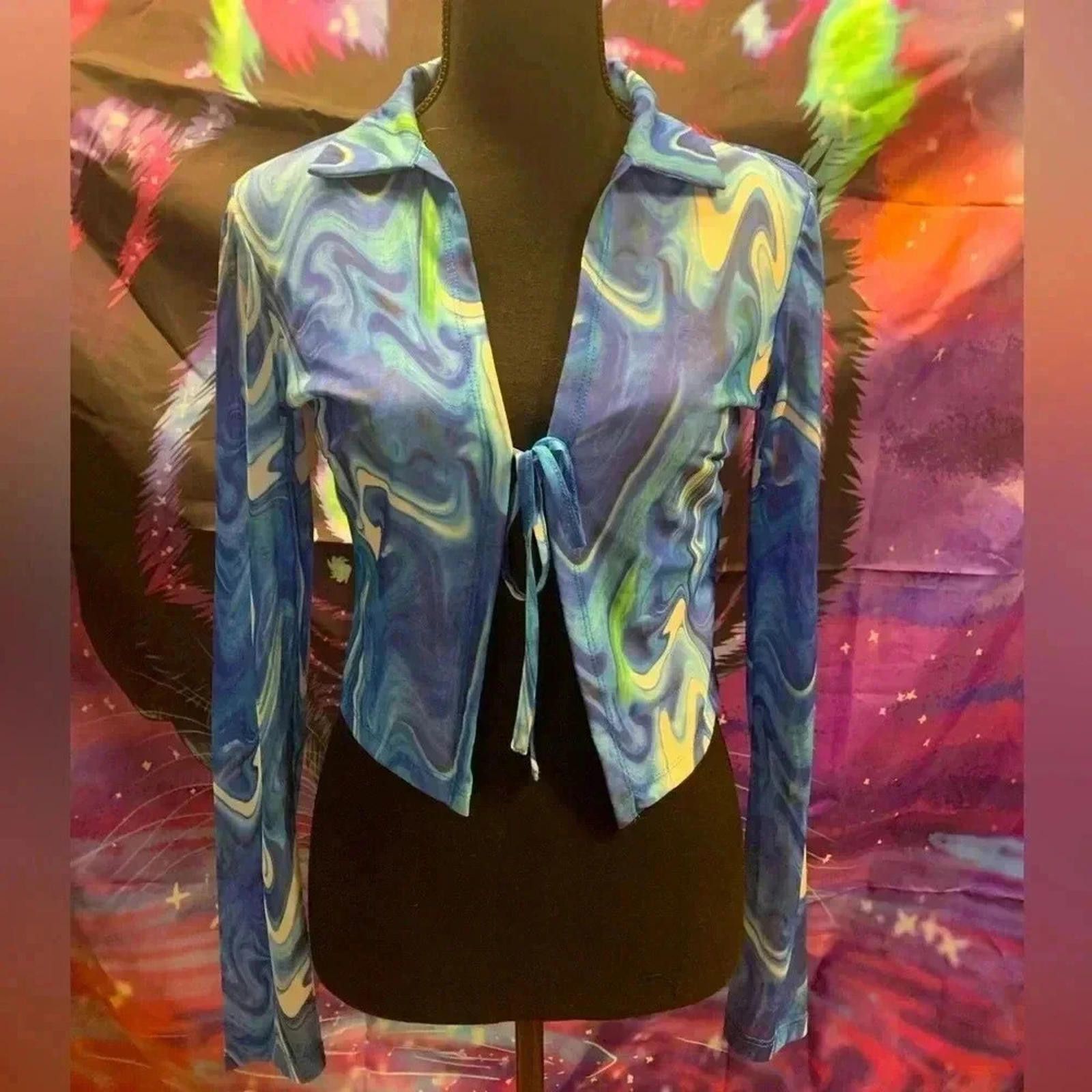 Designer Blue mesh long sleeve Size M / US 6-8 / IT 42-44 - 1 Thumbnail