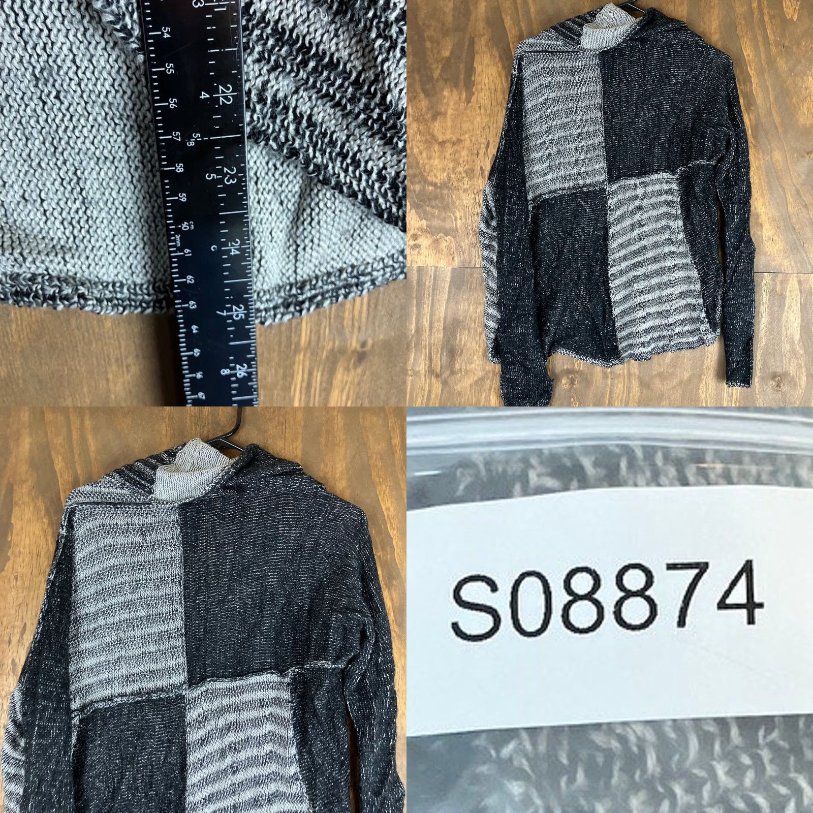 Vintage Cabi Womens Sweater Black Gray Open Front Cardigan Patchwork #483 Medium Cardigan, Sweater, Open Front, Patchwork, Black, Gray, M, Womens Size M / US 6-8 / IT 42-44 - 8 Thumbnail