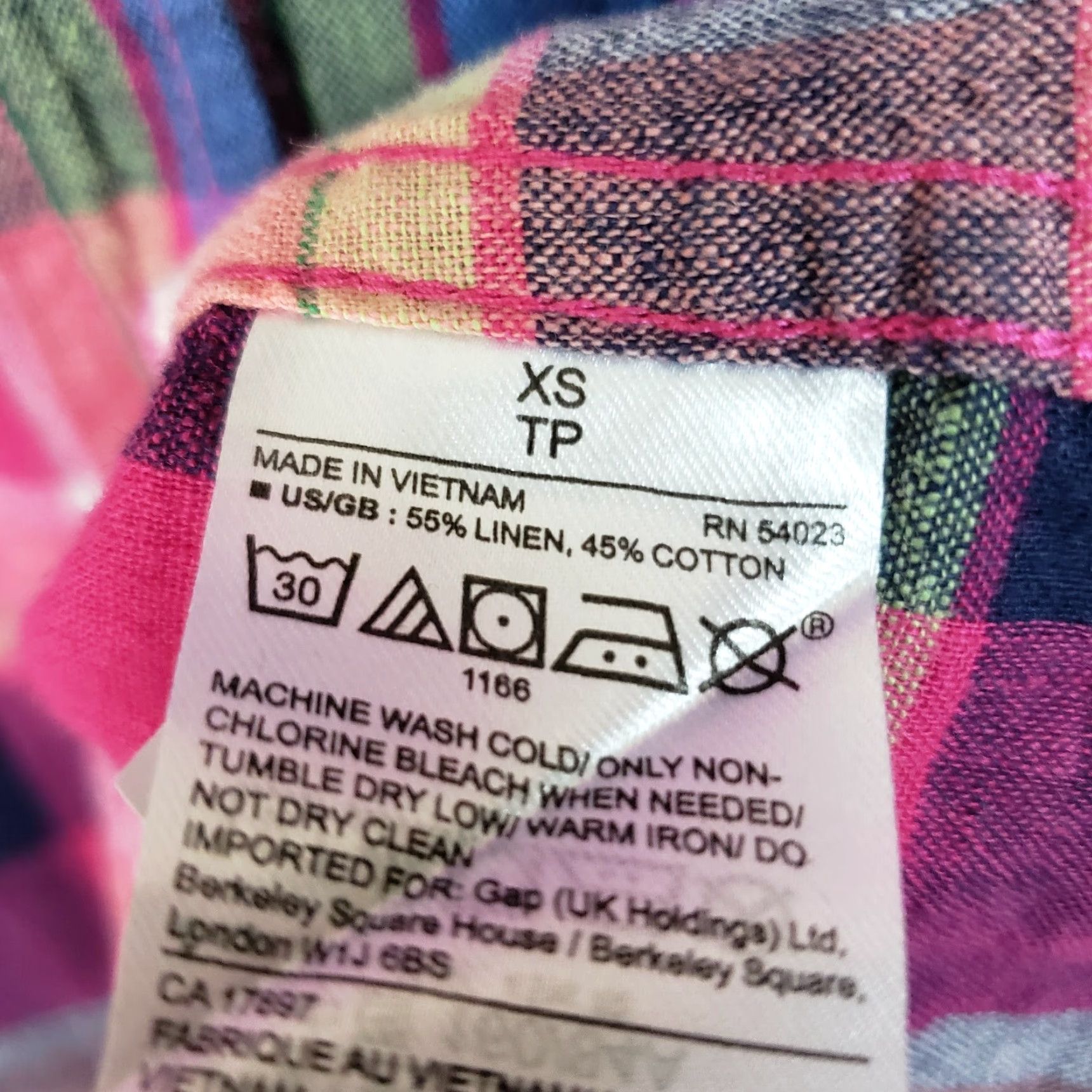 Gap Gap Womens Button-Front Shirt XS Pink Plaid Linen Blend Casual Size XS Short Sleeve? Size XS / US 0-2 / IT 36-38 - 5 Thumbnail