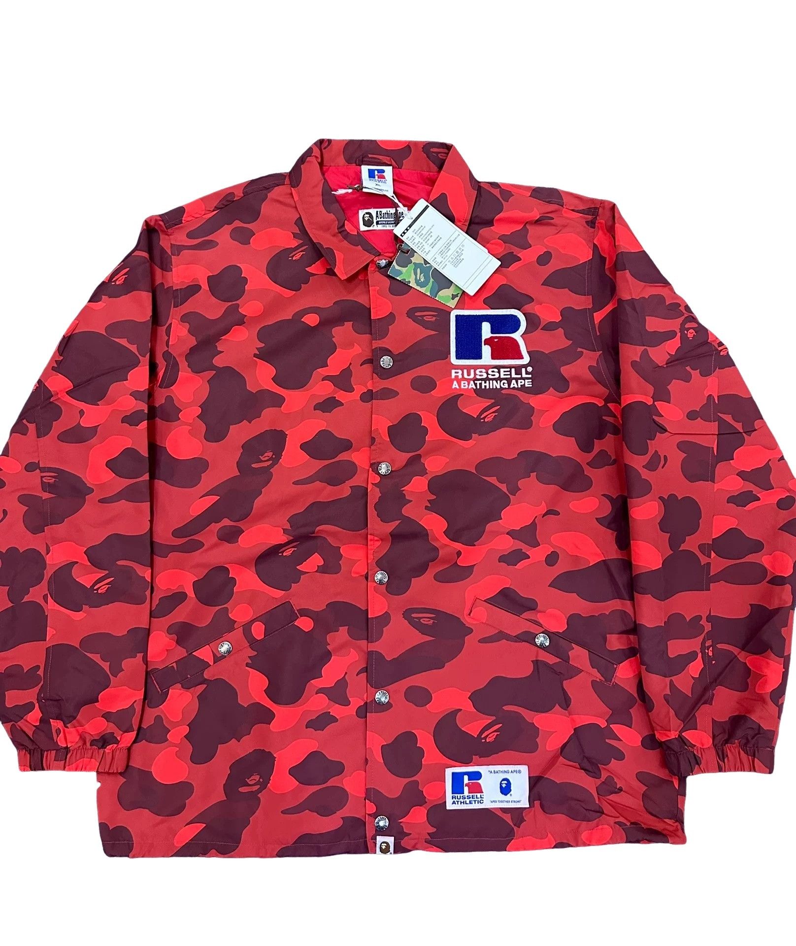 Bape BAPE x Russell Athletic Red Camo Coach Jacket XL Size US XL / EU 56 / 4 - 1 Thumbnail