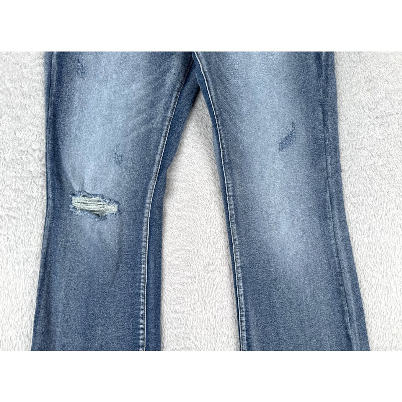 Chaps Chaps Jeans Women 27 Blue Denim Bootcut Distressed High Rise 27x29 Cotton Blend Size 27" / US 4 / IT 40 - 3 Thumbnail