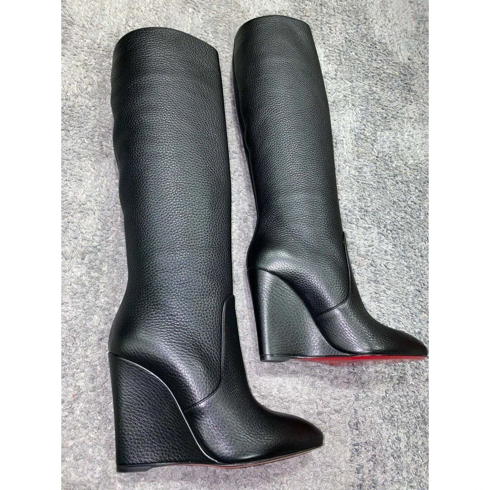 Christian Louboutin Christian Louboutin Civiliza Black Calf Leather Knee High Size US 7 / IT 37 - 4 Thumbnail