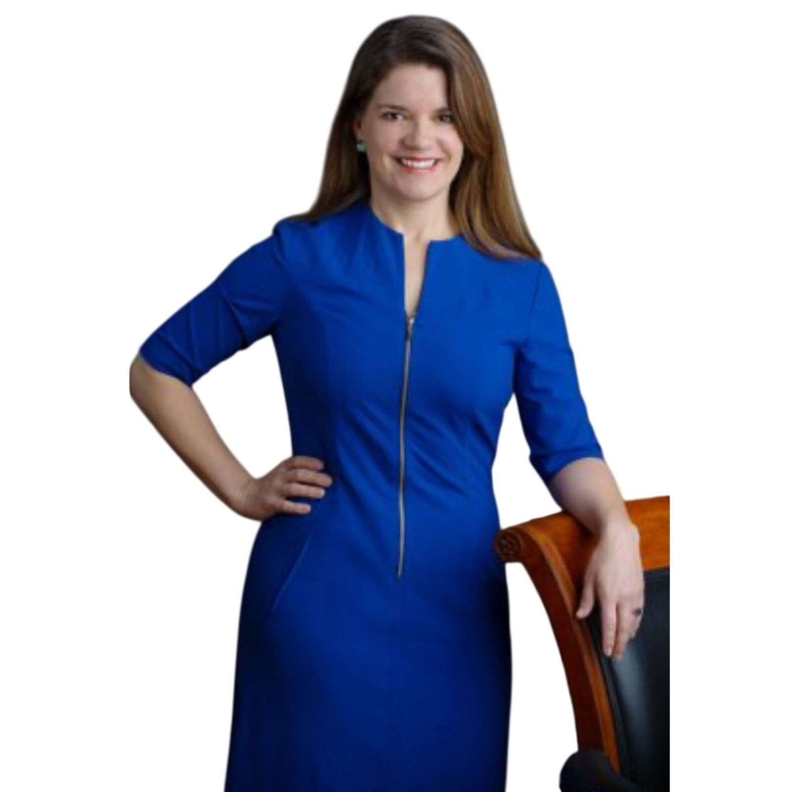 Other Tahari Cobalt Blue Front Zip Sheath Knee Length Dress 10 Size L / US 10 / IT 46 - 1 Thumbnail
