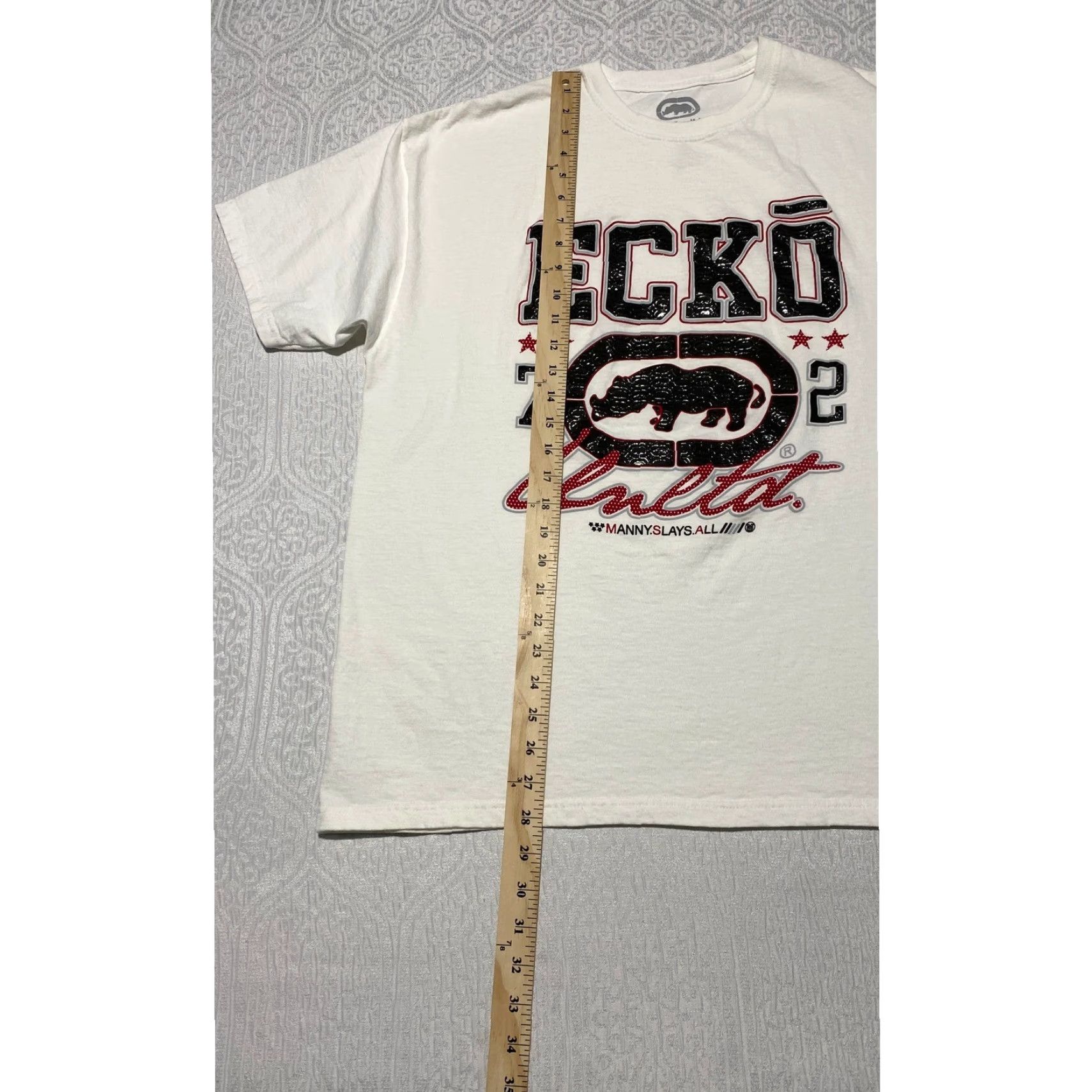 Ecko Unltd. VINTAGE Ecko Unltd Mens XL White Graphic T-Shirt Rhino Manny Slays All Y2K Streetwear Size US XL / EU 56 / 4 - 4 Thumbnail