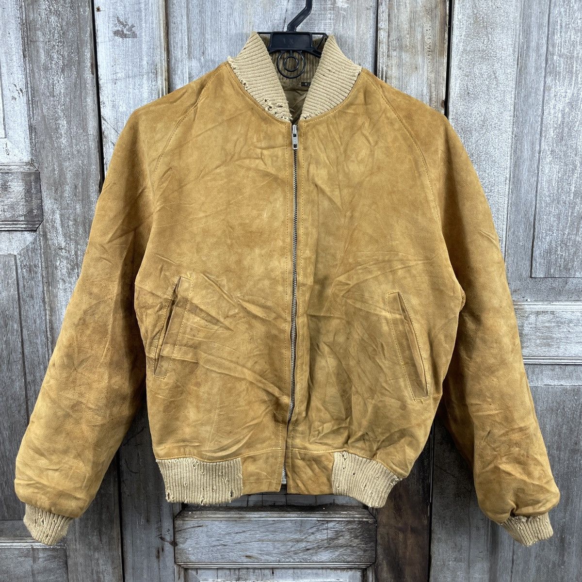 Japanese Brand × Vintage Vintage Japanese Brand Distressed Leather Bomber Jacket Size US L / EU 52-54 / 3 - 1 Thumbnail