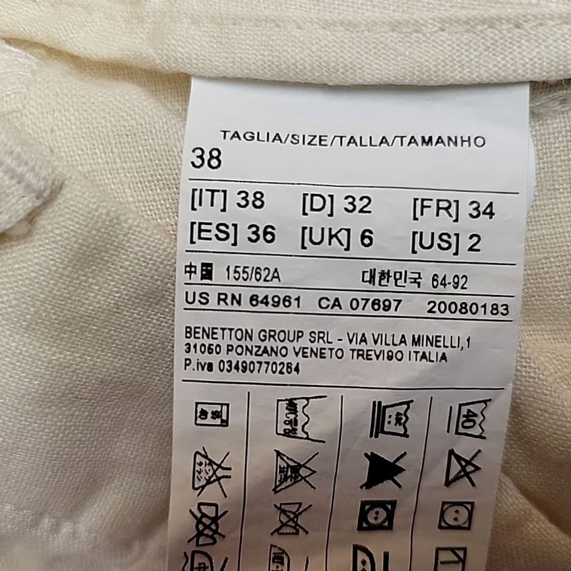 Benetton Stile Benetton Pants Womens 2 Cream 100% Linen Crop Summer Coastal Comfort Linen Pants Cropped 25in Inseam White Womens Size 26" / US 2 / IT 38 - 5 Thumbnail
