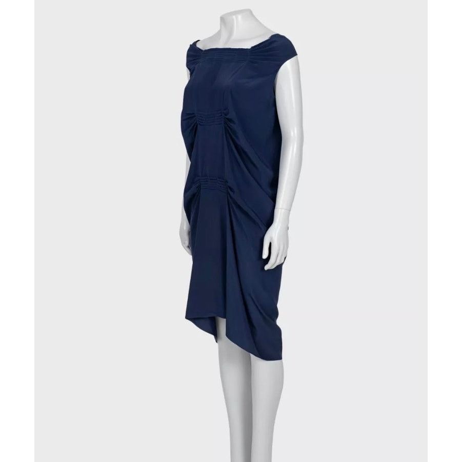 Saint Laurent Paris Saint Laurent Blue Straight Loose Fit Dress - XL Size XL / US 12-14 / IT 48-50 - 2 Thumbnail