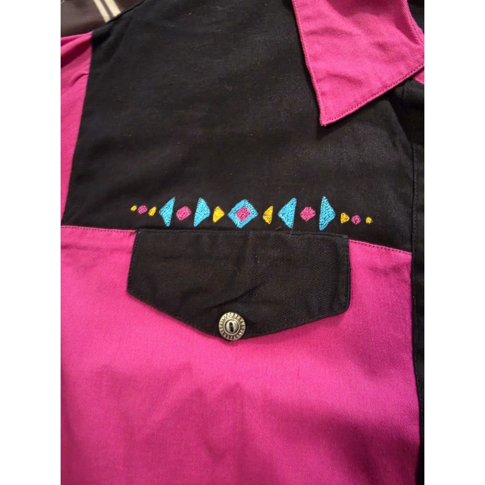 CO VINTAGE Ozark Mountain Jean Co Women's Western Rodeo Button Up Aztec Pink Small Size 28" / US 6 / IT 42 - 4 Thumbnail