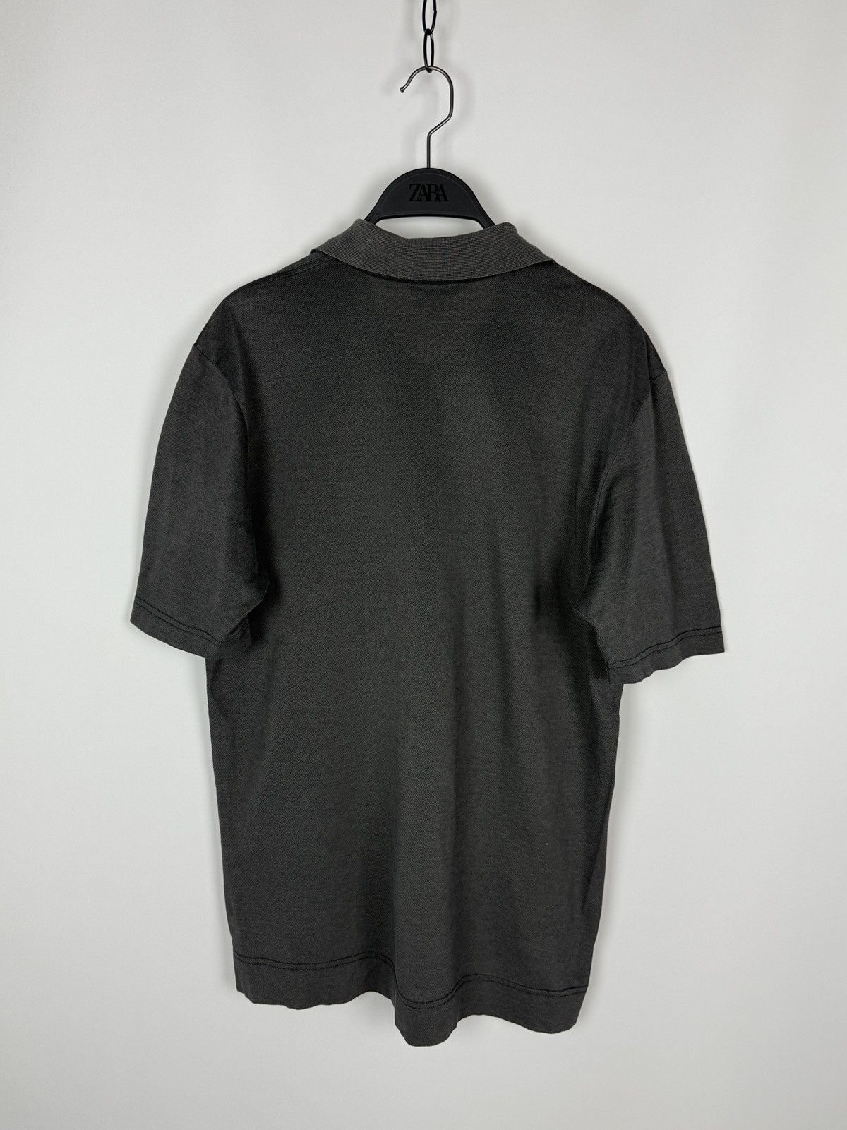 Pal Zileri Pal Zileri Charcoal Gray Pique Cotton Pocket Polo Shirt Size US L / EU 52-54 / 3 - 4 Thumbnail