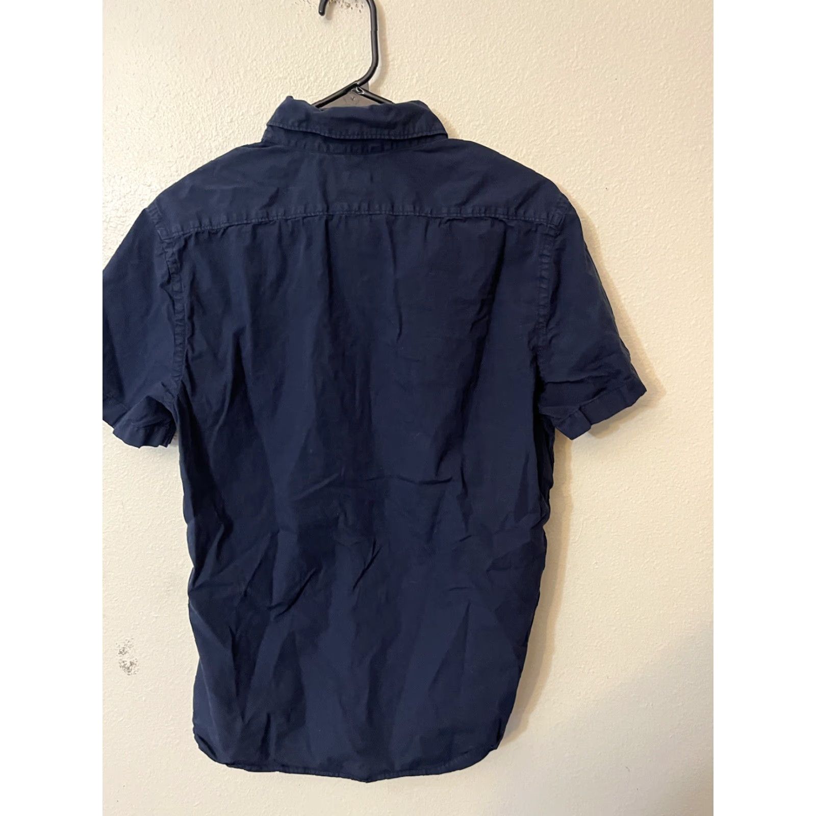 Express Express Shirt Mens Button-Up Knit Cotton Navy Blue Short Sleeve Casual M Size US M / EU 48-50 / 2 - 2 Thumbnail