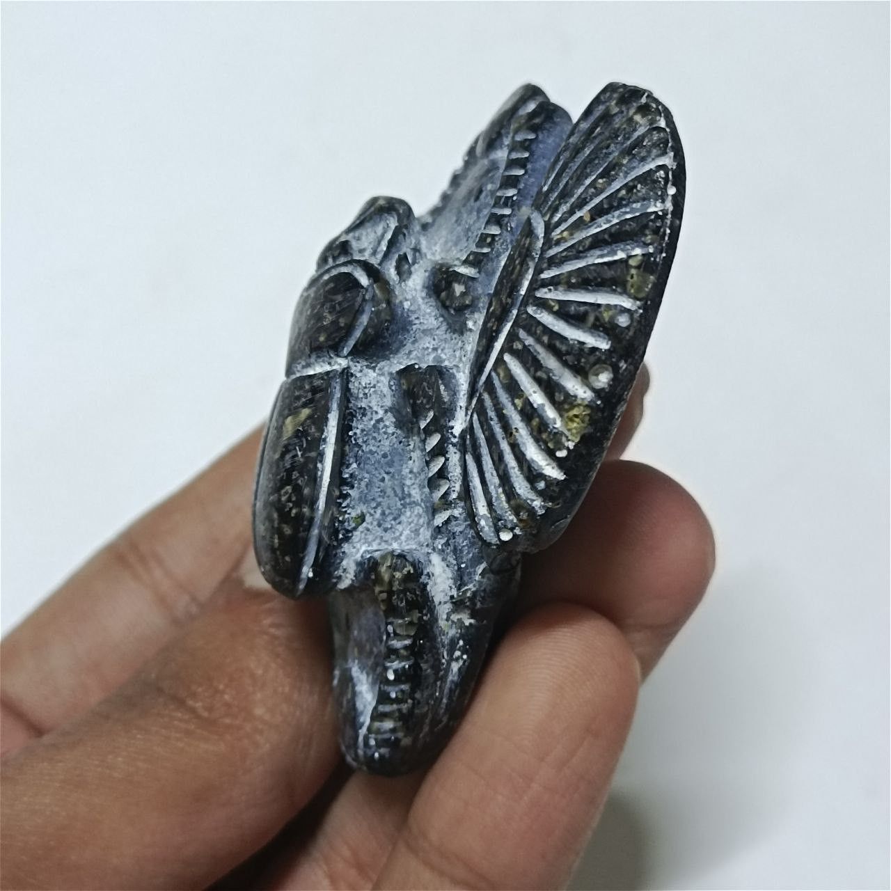 Vintage Carved Egyptian scarab piece in ancient archaeological style Size ONE SIZE - 4 Thumbnail