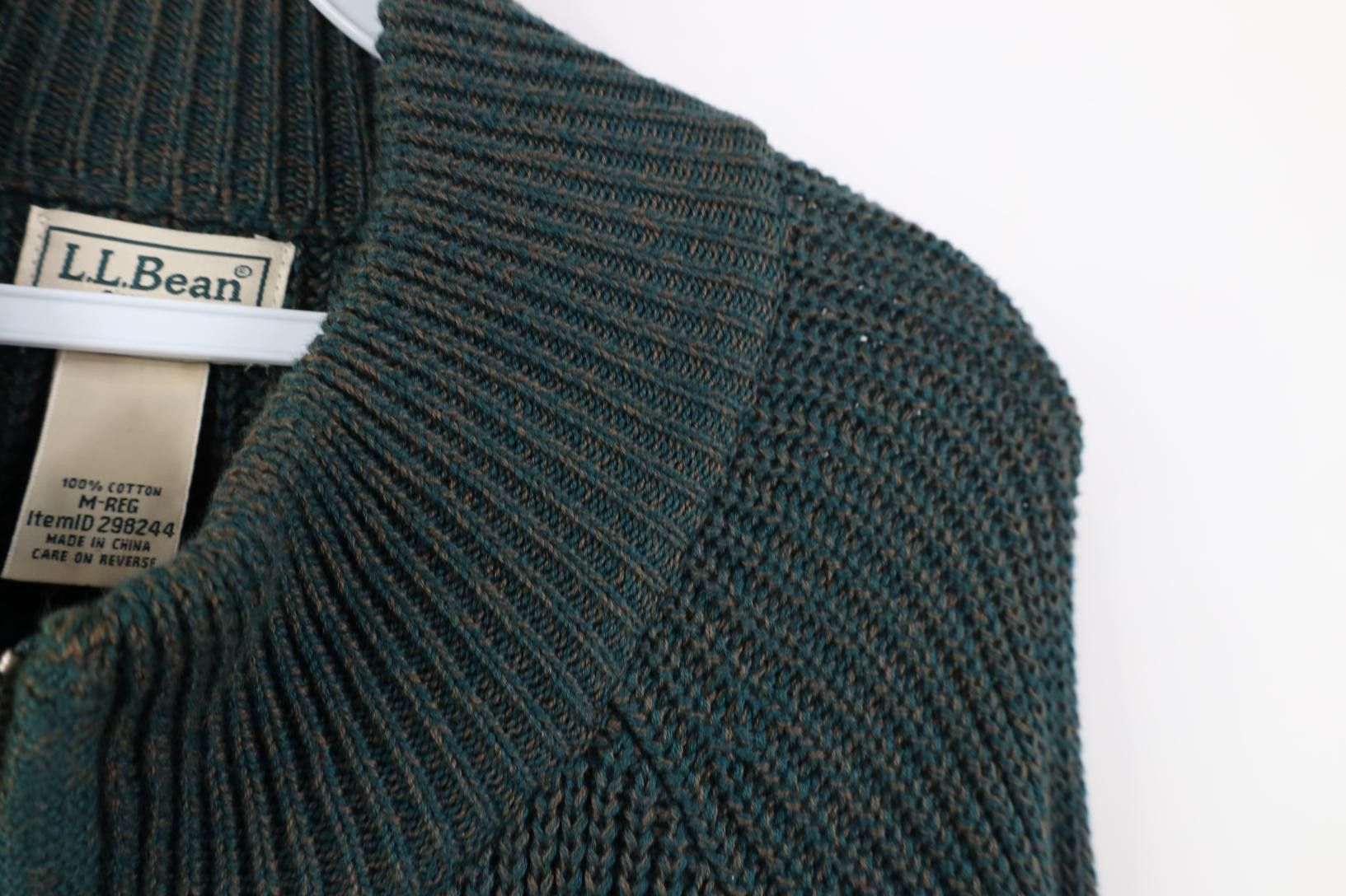 L.L. Bean Vintage 90s Y2K LL Bean Heavy Cotton Ribbed Knit Zip Sweater Size US M / EU 48-50 / 2 - 6 Thumbnail