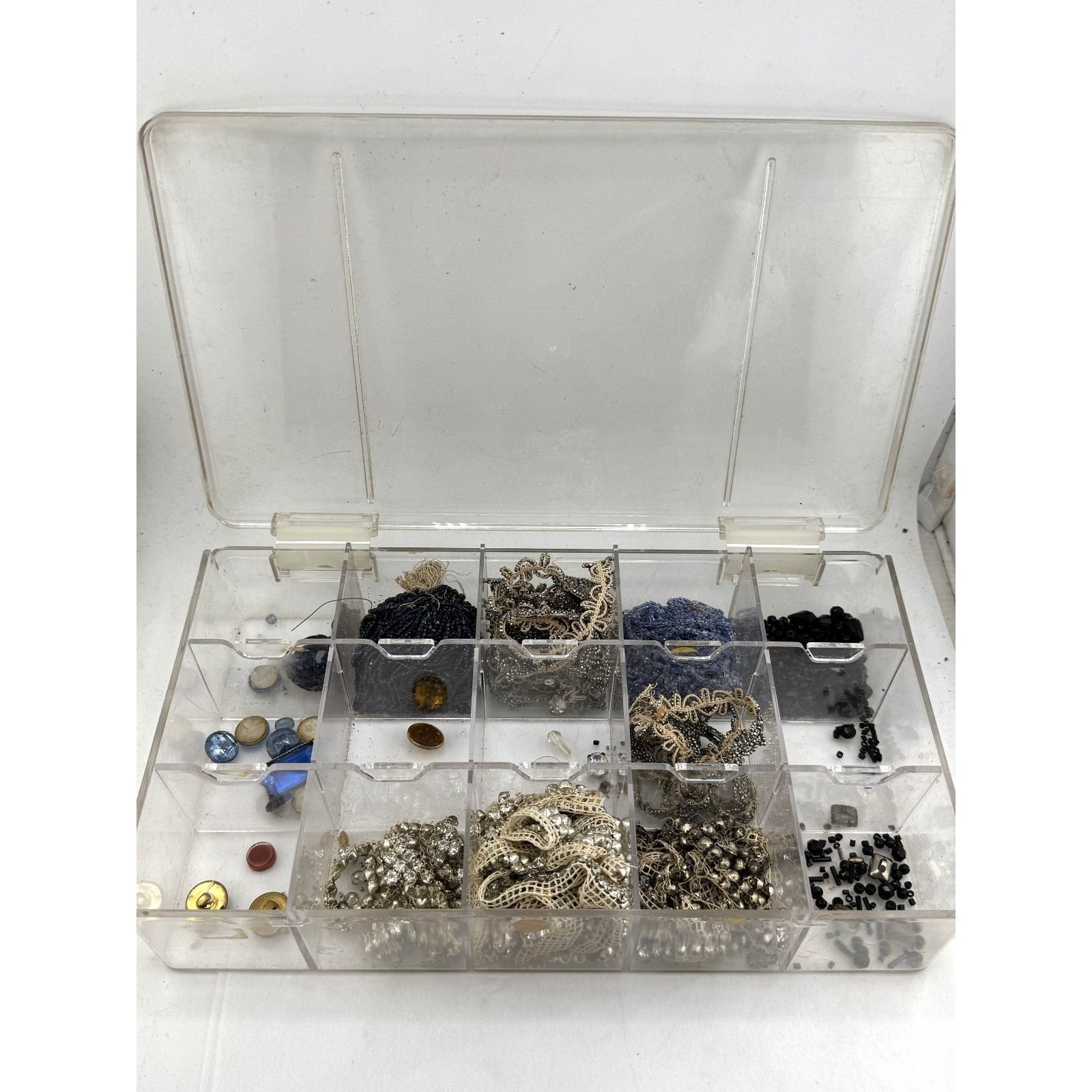 Vintage Lot Box of Jewelry Making Findings, Assorted Beads & Finding Size ONE SIZE - 2 Thumbnail