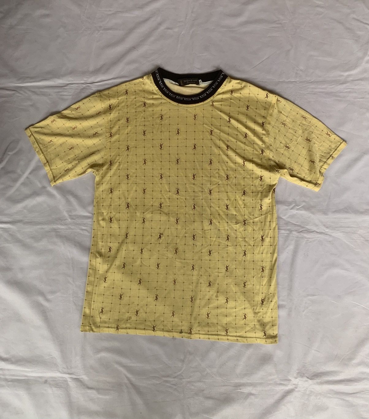 Yves Saint Laurent Vintage 90s AOP old money yves saint laurent tee Size US M / EU 48-50 / 2 - 1 Thumbnail