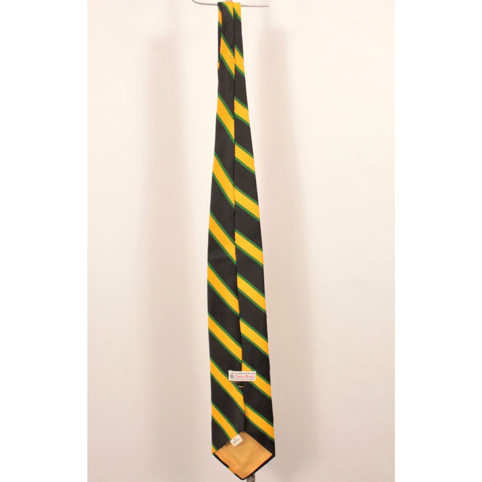 Vintage VINTAGE James Davis 70s Tie Neck Tie Men's NOS Black & Yellow Striped Pattern Wide 61" Nylon Geometric Mens Size ONE SIZE - 5 Thumbnail
