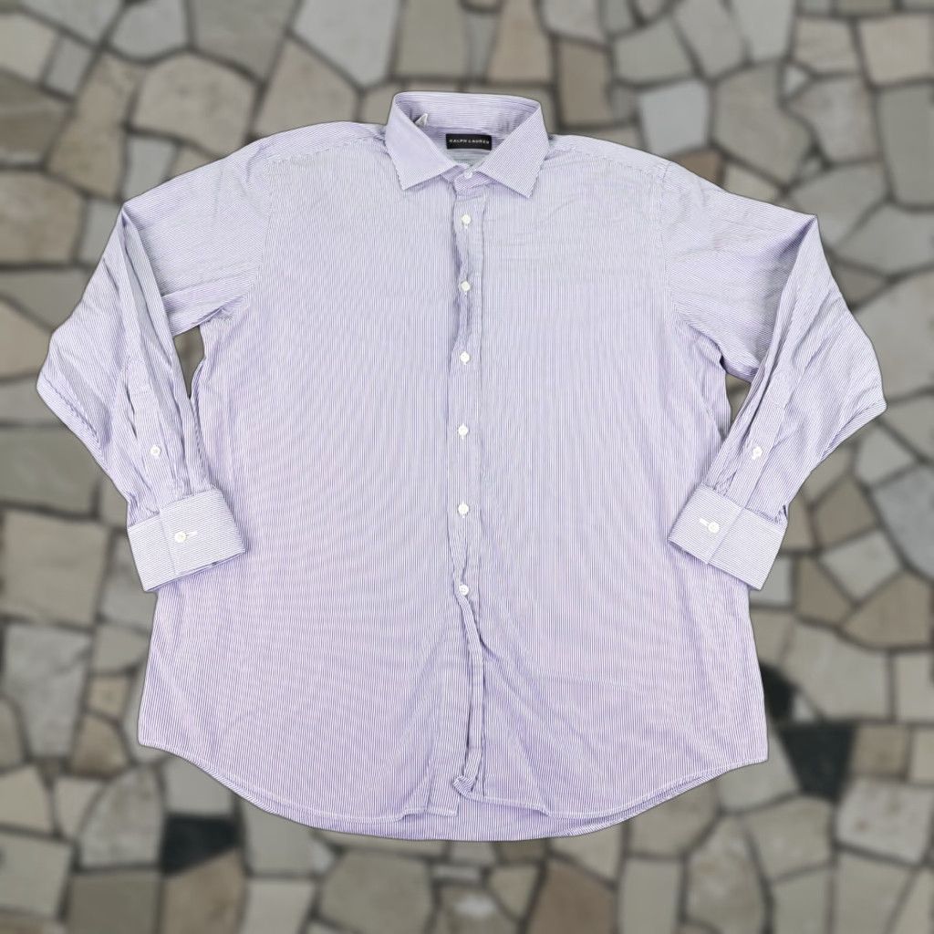 Ralph Lauren Ralph Lauren Shirt Mens XL Blue White Stripes Button Up Italy 17 Black Label? Size US XL / EU 56 / 4 - 1 Thumbnail