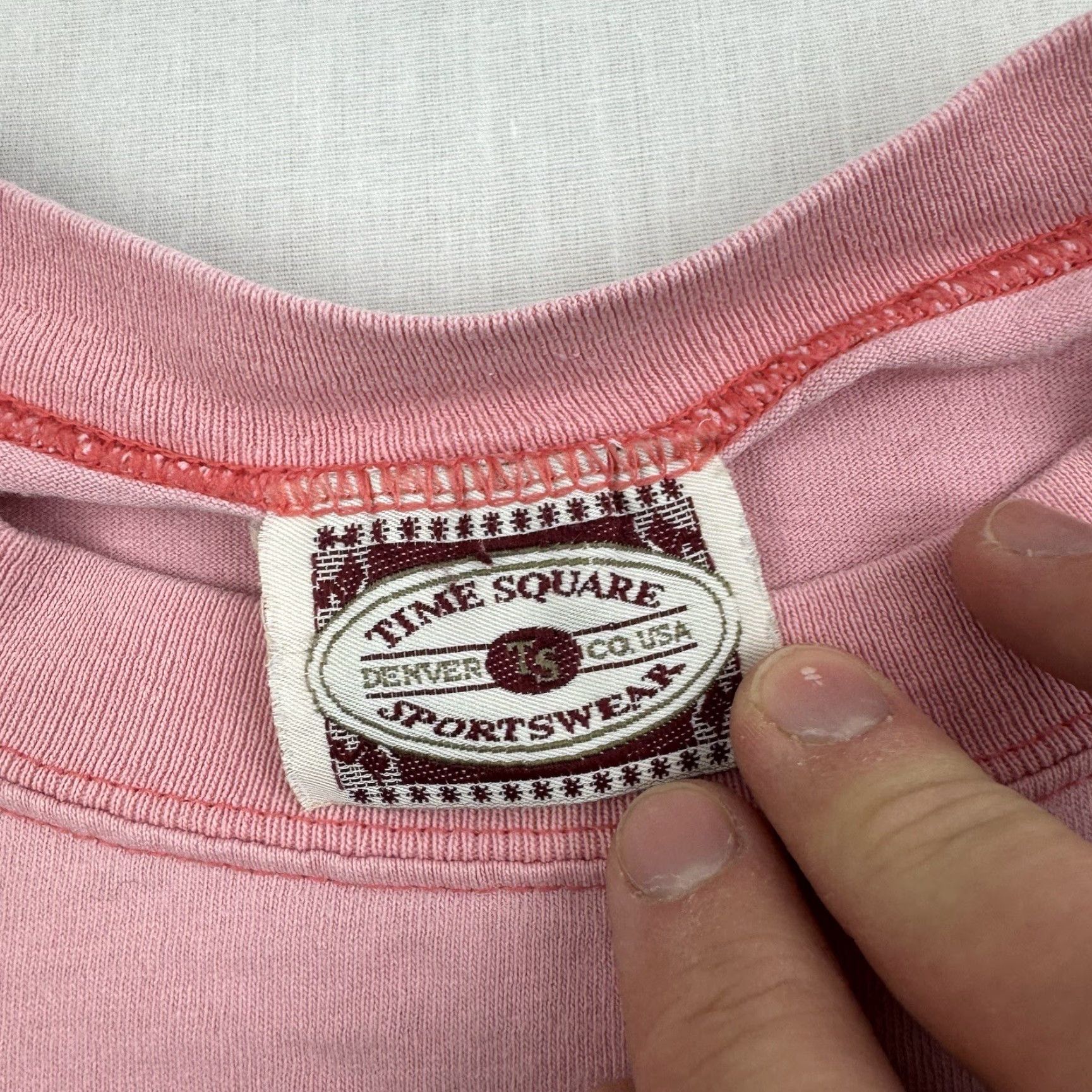 Pinko VINTAGE Time Square Sportswear Tennessee Shirt Adult Large Pink Flower Embroidered 90s USA Country Mens T-Shirt Size US L / EU 52-54 / 3 - 3 Thumbnail