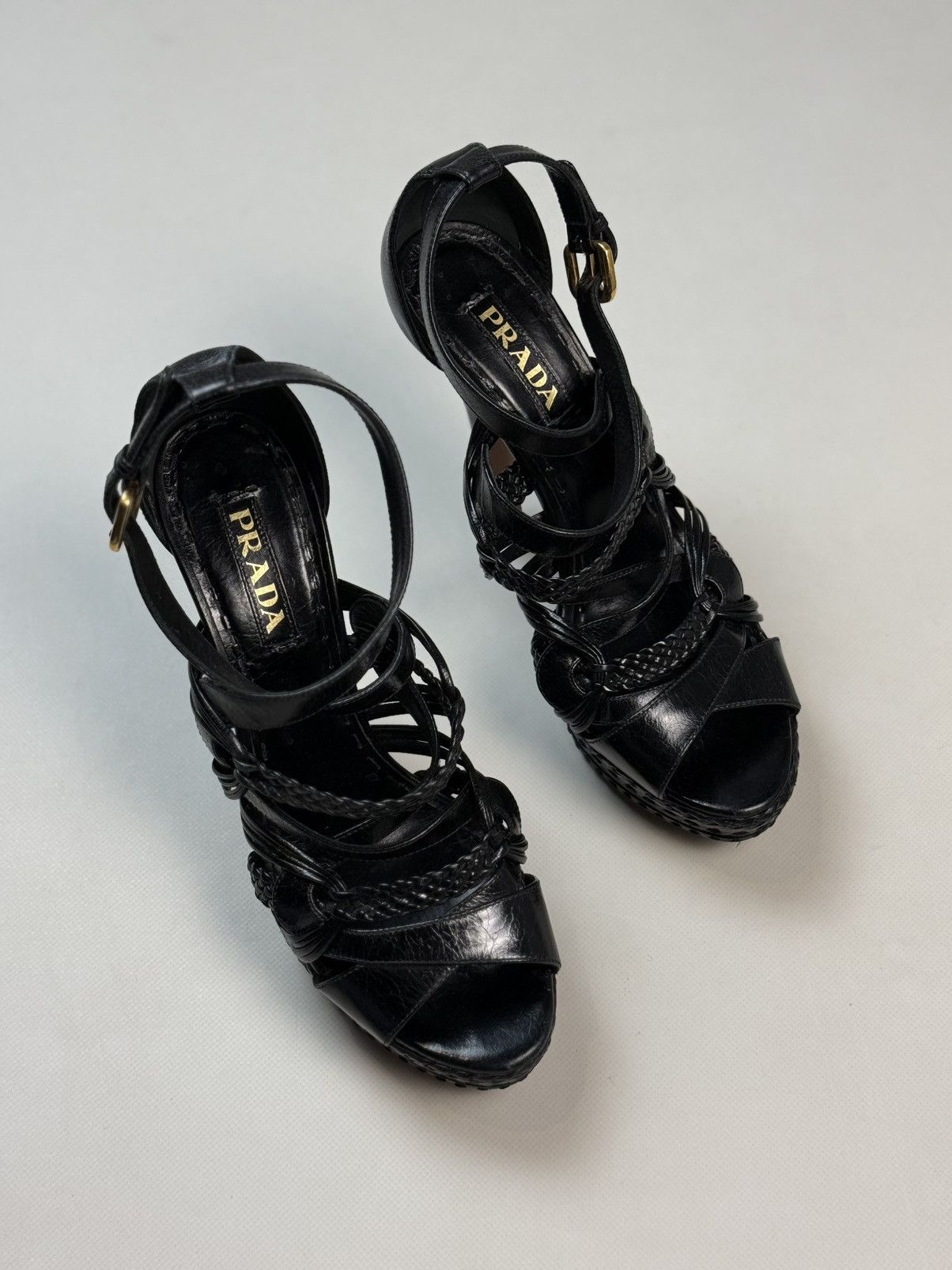 Prada Prada Ladies Black Leather Strappy Heels Shoes Size 41 Size US 10 / IT 40 - 3 Thumbnail