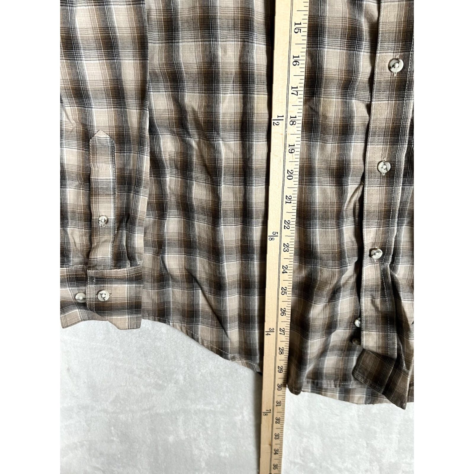 Wrangler Wrangler Riata Shirt Mens Medium Brown Plaid Button Front Long Sleeve Casual Size US M / EU 48-50 / 2 - 4 Thumbnail