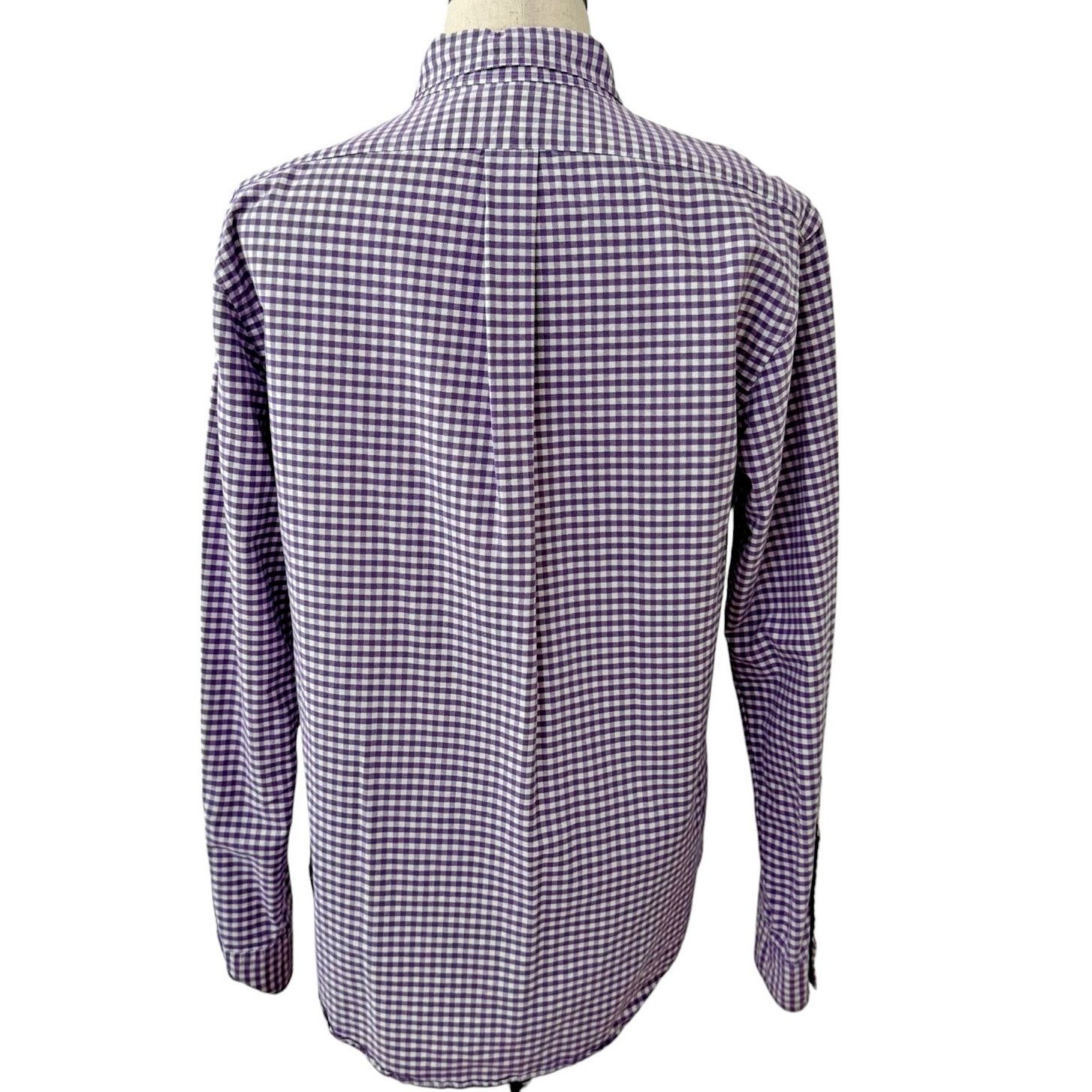 Ralph Lauren Ralph Lauren Purple Gingham Green Pony Custom Fit L/S Shirt Size US L / EU 52-54 / 3 - 4 Thumbnail