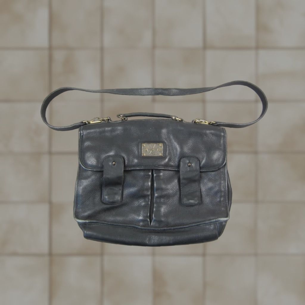 DKNY VINTAGE DKNY Messenger Bag Womens Black Leather Crossbody Satchel Work Classic Size ONE SIZE - 1 Thumbnail