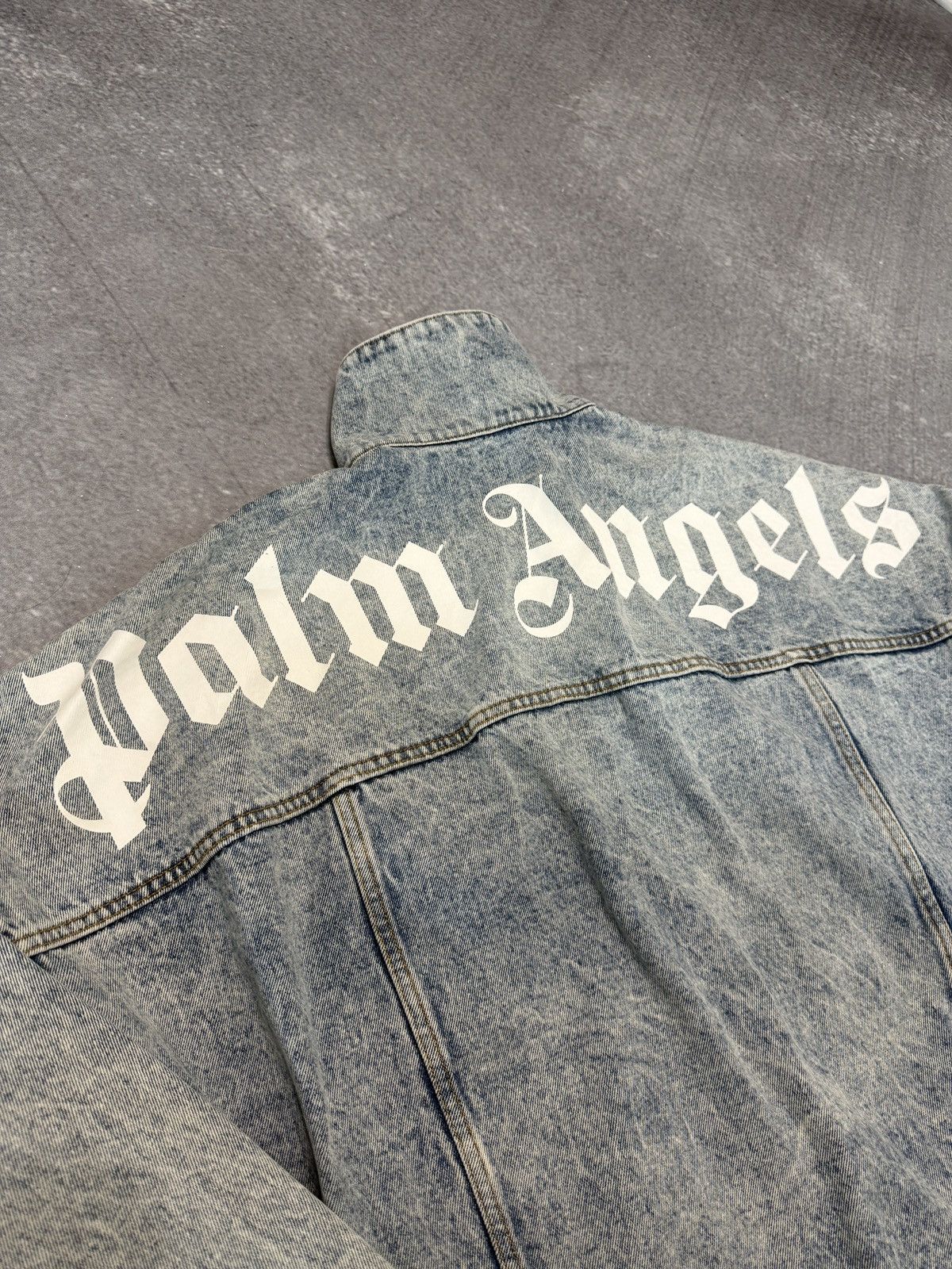 Palm Angels Palm Angels Logo Over Denim Jacket Blue White Size US M / EU 48-50 / 2 - 4 Thumbnail