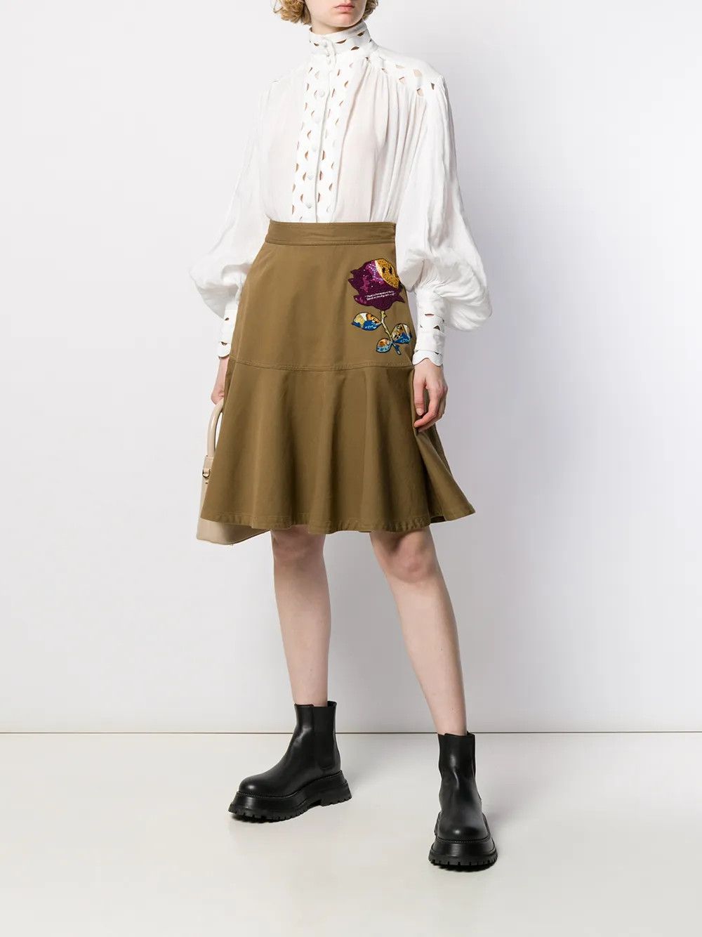 Valentino o1y0326 Midi Skirt in Khaki Size 27" / US 4 / IT 40 - 2 Thumbnail
