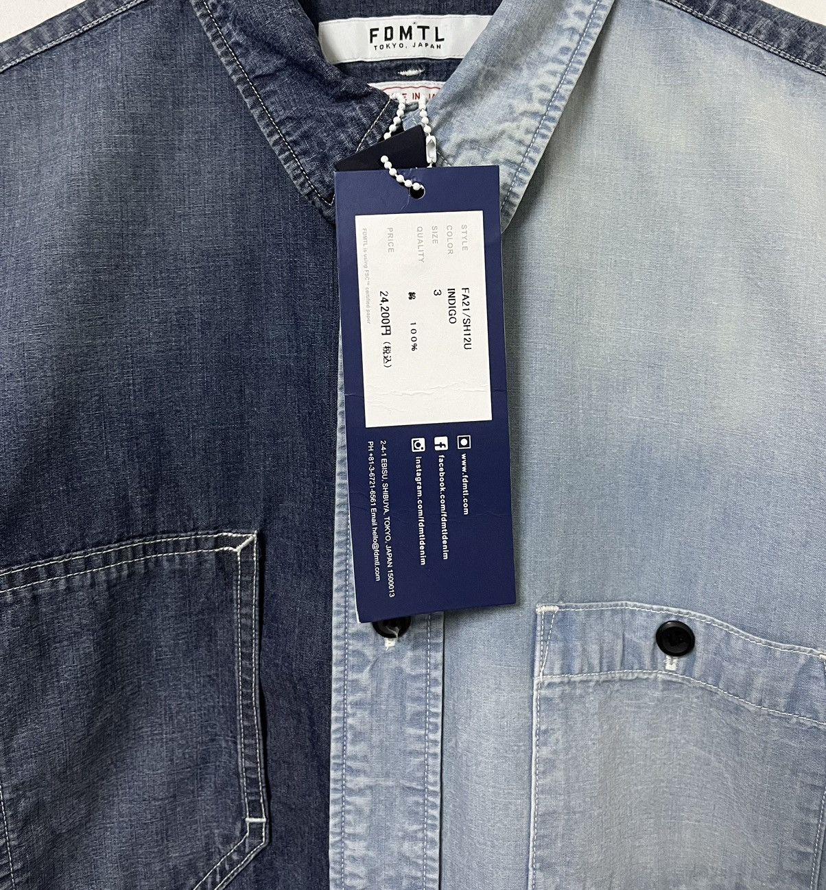 FDMTL FDMTL FUNDAMENTAL DENIM INDIGO GARMENTS JAPANESE BRAND SHIRT Size US L / EU 52-54 / 3 - 7 Thumbnail