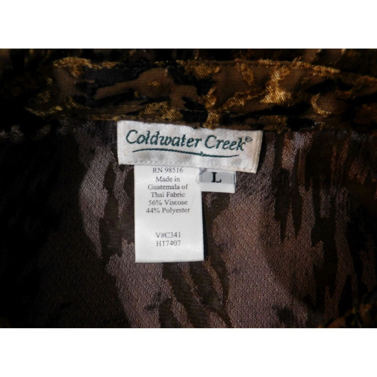 Coldwater Creek Coldwater Creek Shirt Womens L Brown Animal Print Button-Up Knit Polyester Viscose Ruffle Casual Size L / US 10 / IT 46 - 5 Thumbnail
