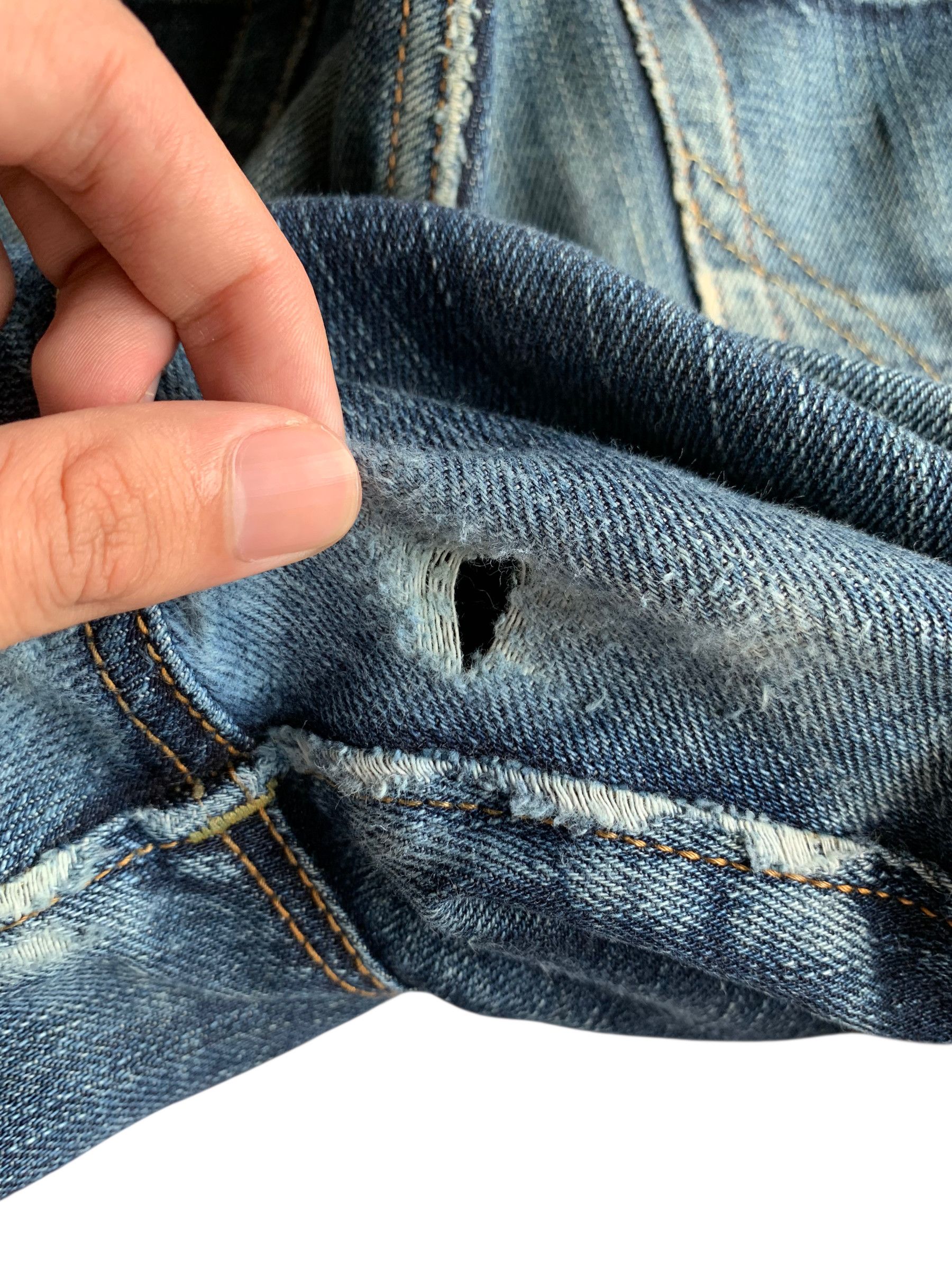 Kapital EDWIN SELVEDGE 505zx FADED &RUSTY DISTRESSED DENIM Size US 33 - 24 Thumbnail